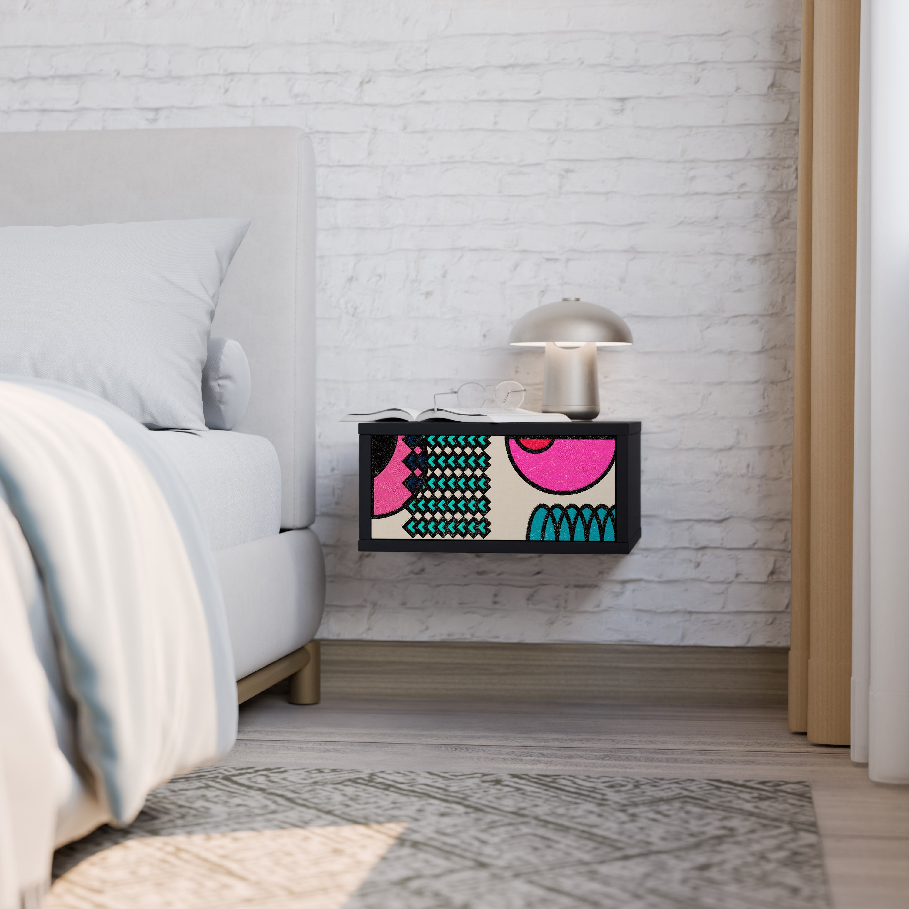 GEOMETRIC RHAPSODY Mesa de Cabeceira em Acabamento Preto