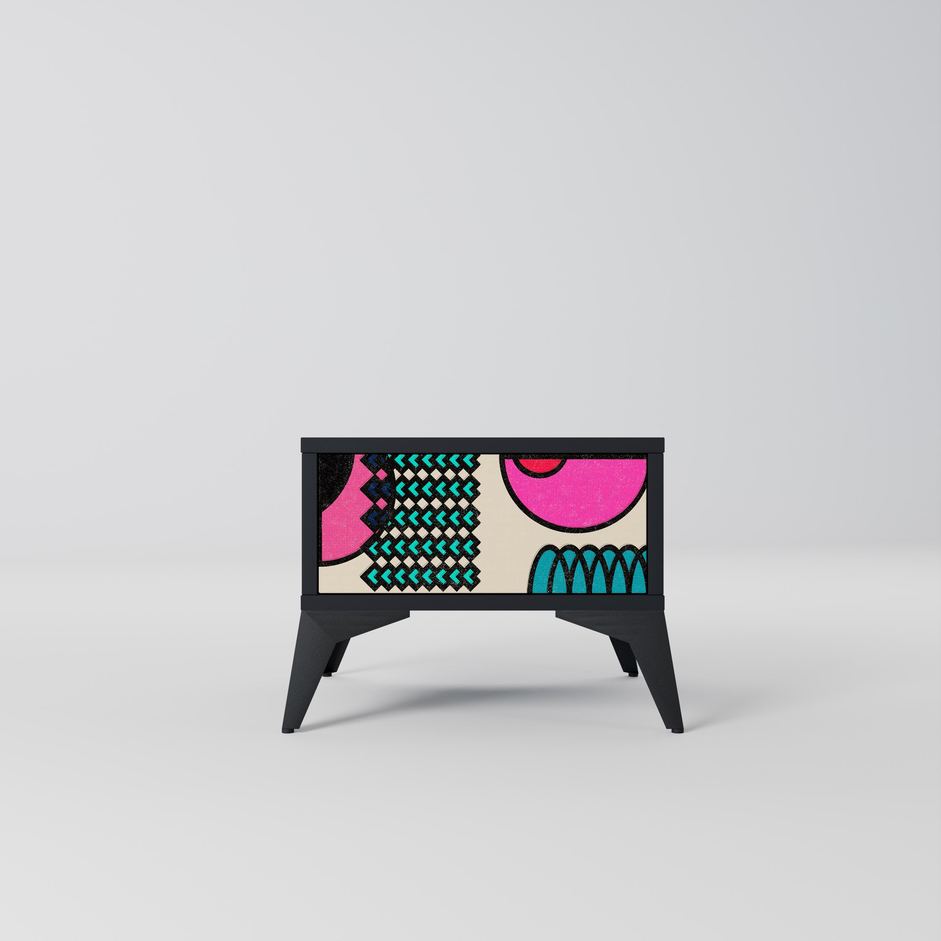 GEOMETRIC RHAPSODY Mesa de Cabeceira em Acabamento Preto