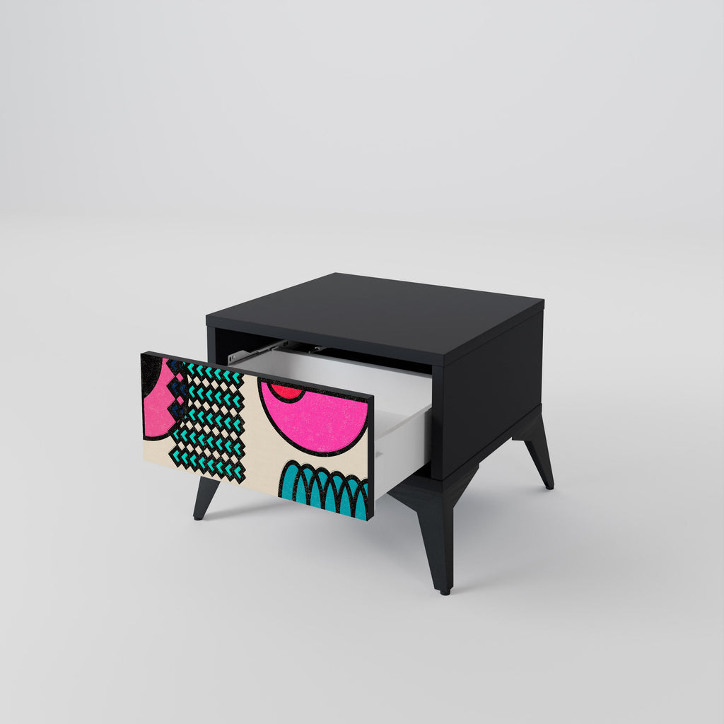GEOMETRIC RHAPSODY Mesa de Cabeceira em Acabamento Preto