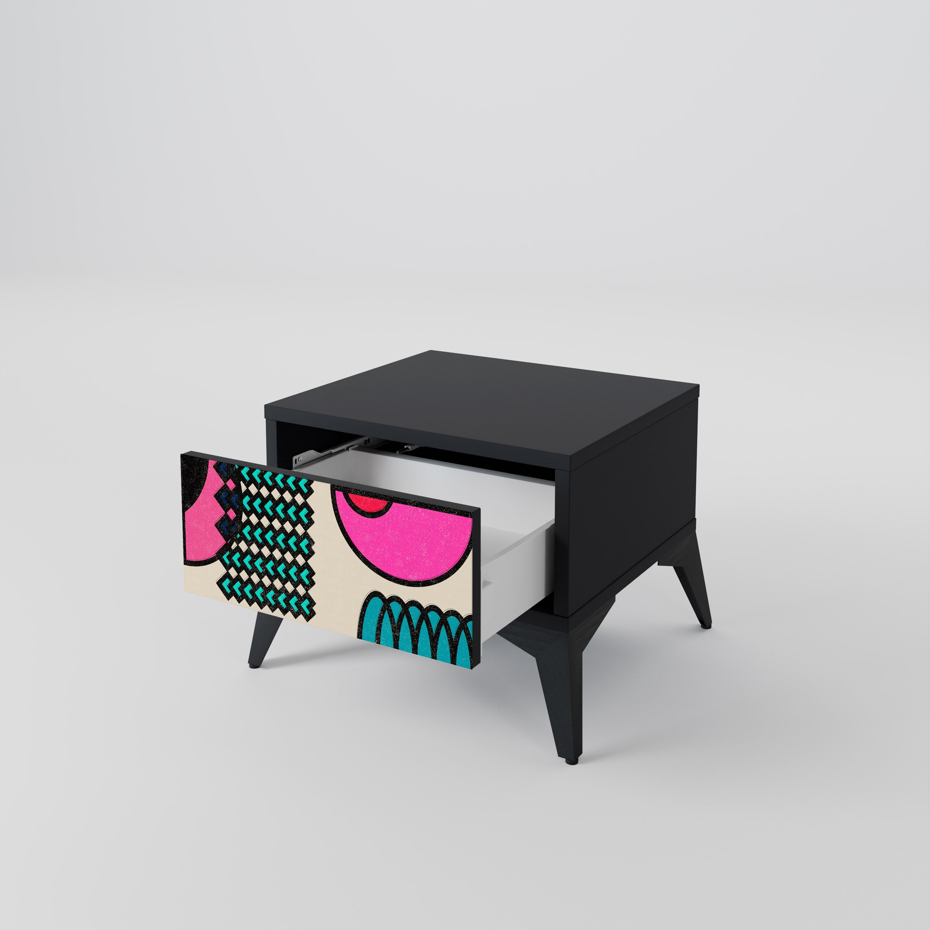 GEOMETRIC RHAPSODY Mesa de Cabeceira em Acabamento Preto