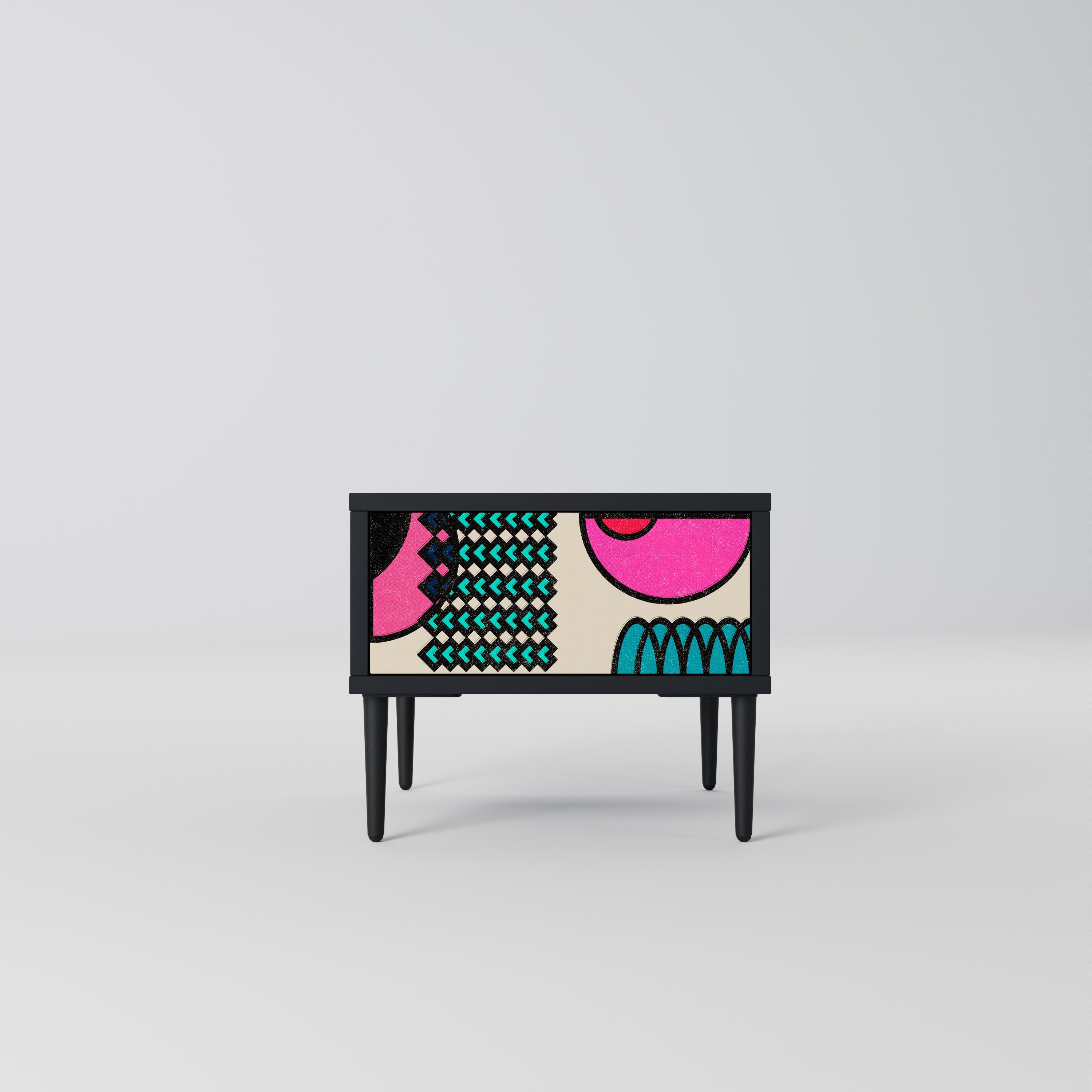 GEOMETRIC RHAPSODY Mesa de Cabeceira em Acabamento Preto