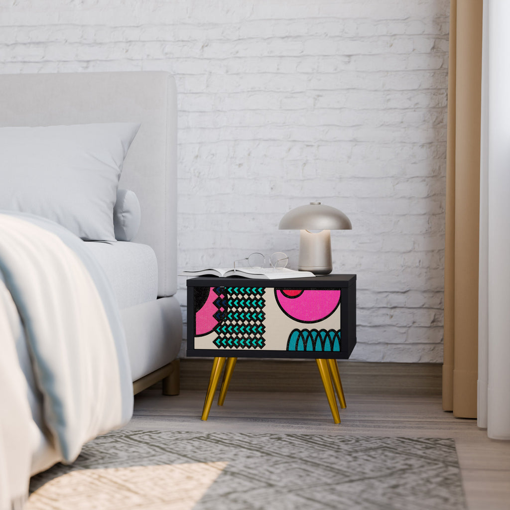 GEOMETRIC RHAPSODY Mesa de Cabeceira em Acabamento Preto