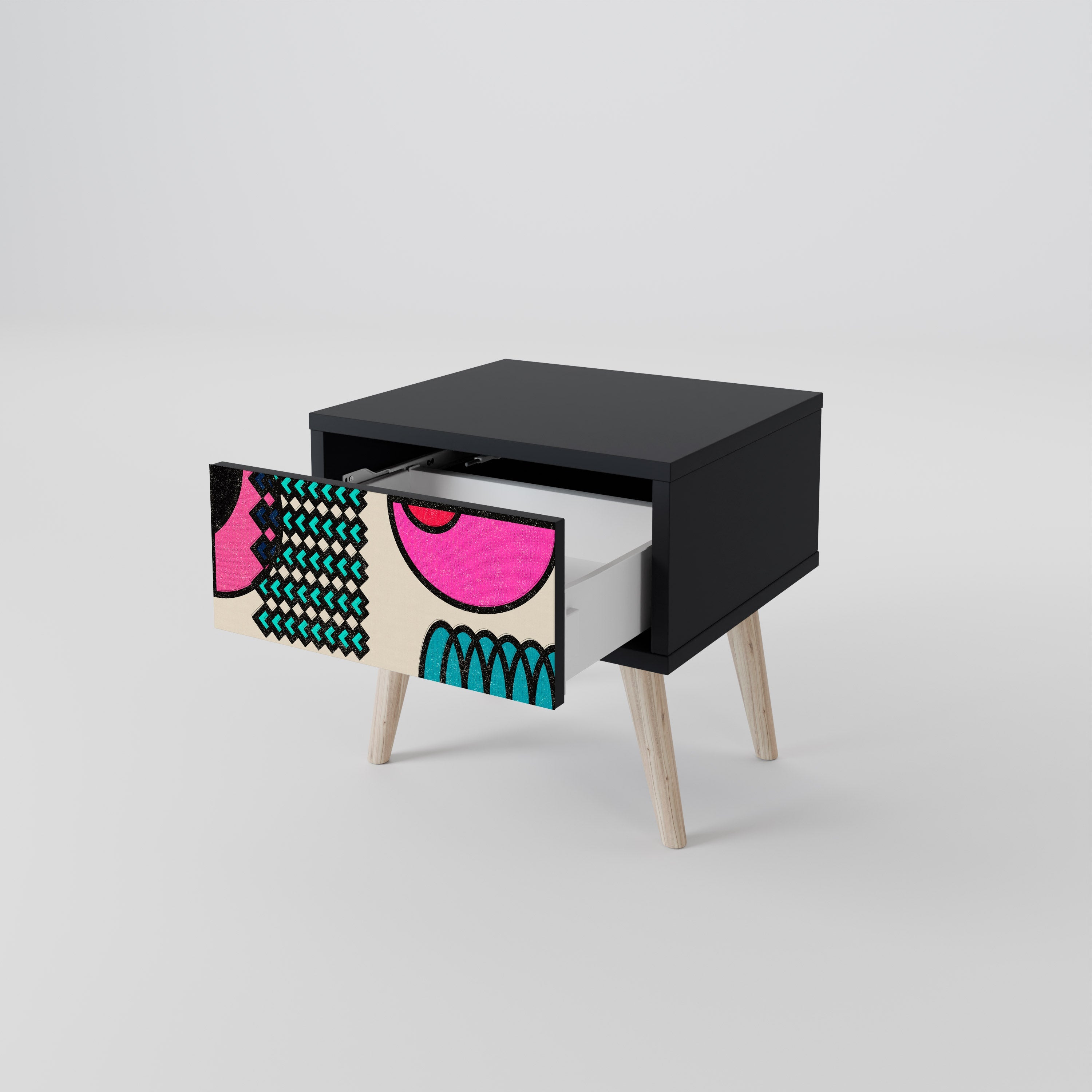 GEOMETRIC RHAPSODY Mesa de Cabeceira em Acabamento Preto