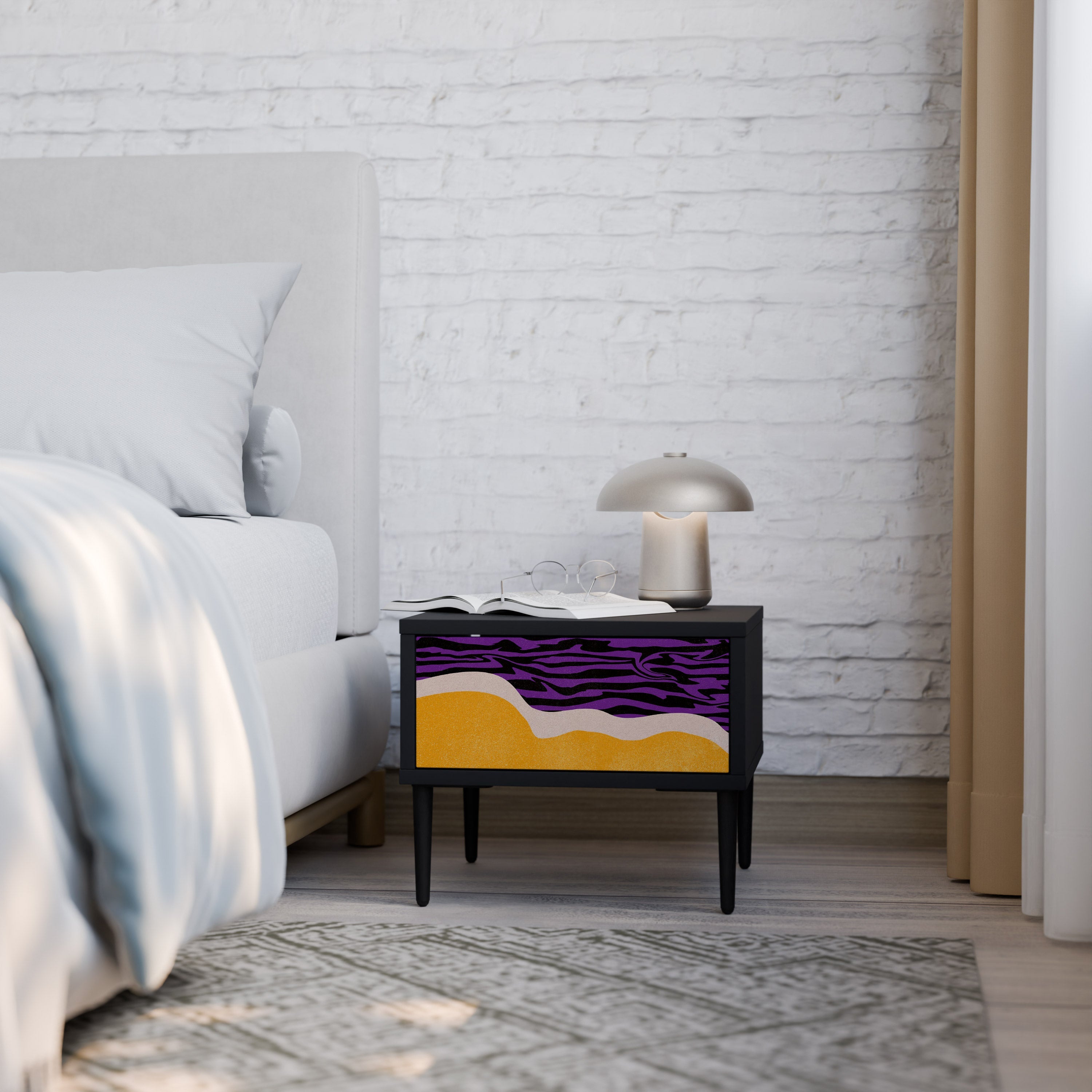 INDEPENDENT BORDER Mesa de Cabeceira em Acabamento Preto