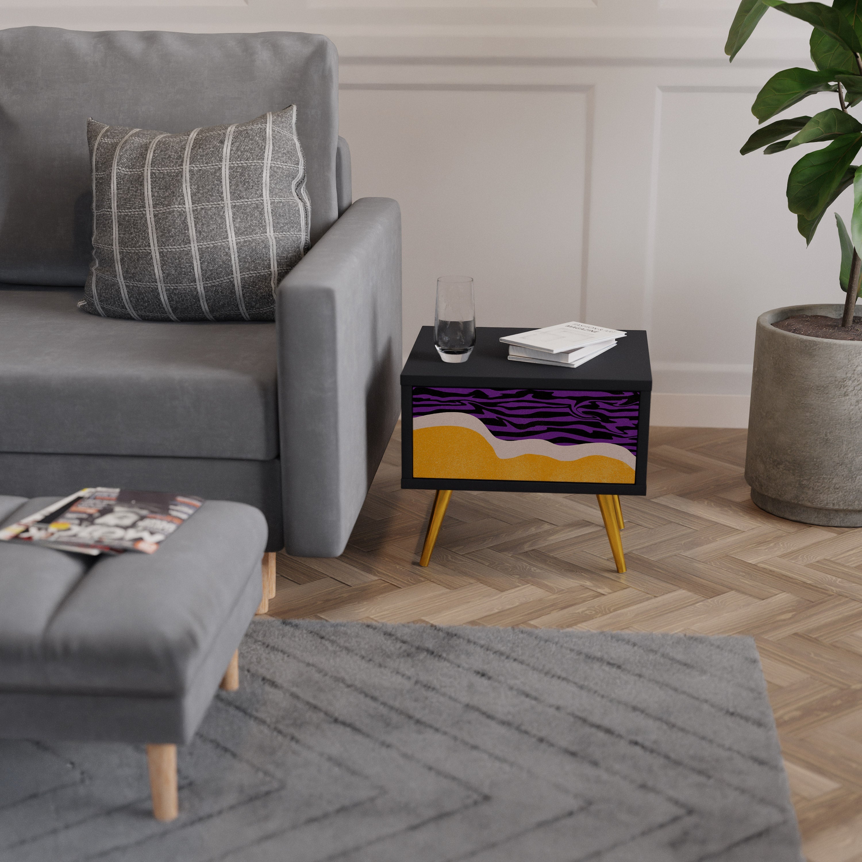 INDEPENDENT BORDER Mesa de Cabeceira em Acabamento Preto