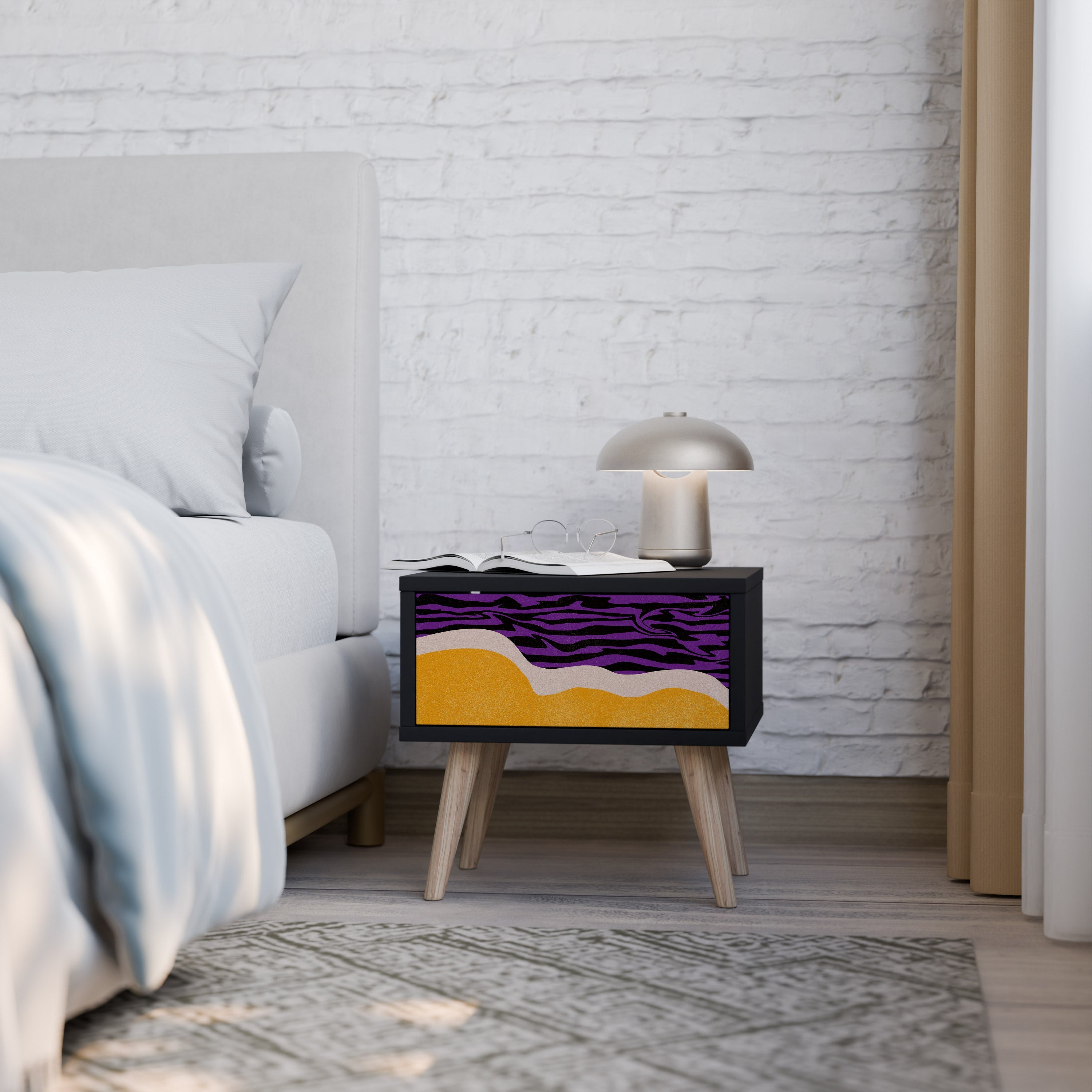 INDEPENDENT BORDER Mesa de Cabeceira em Acabamento Preto