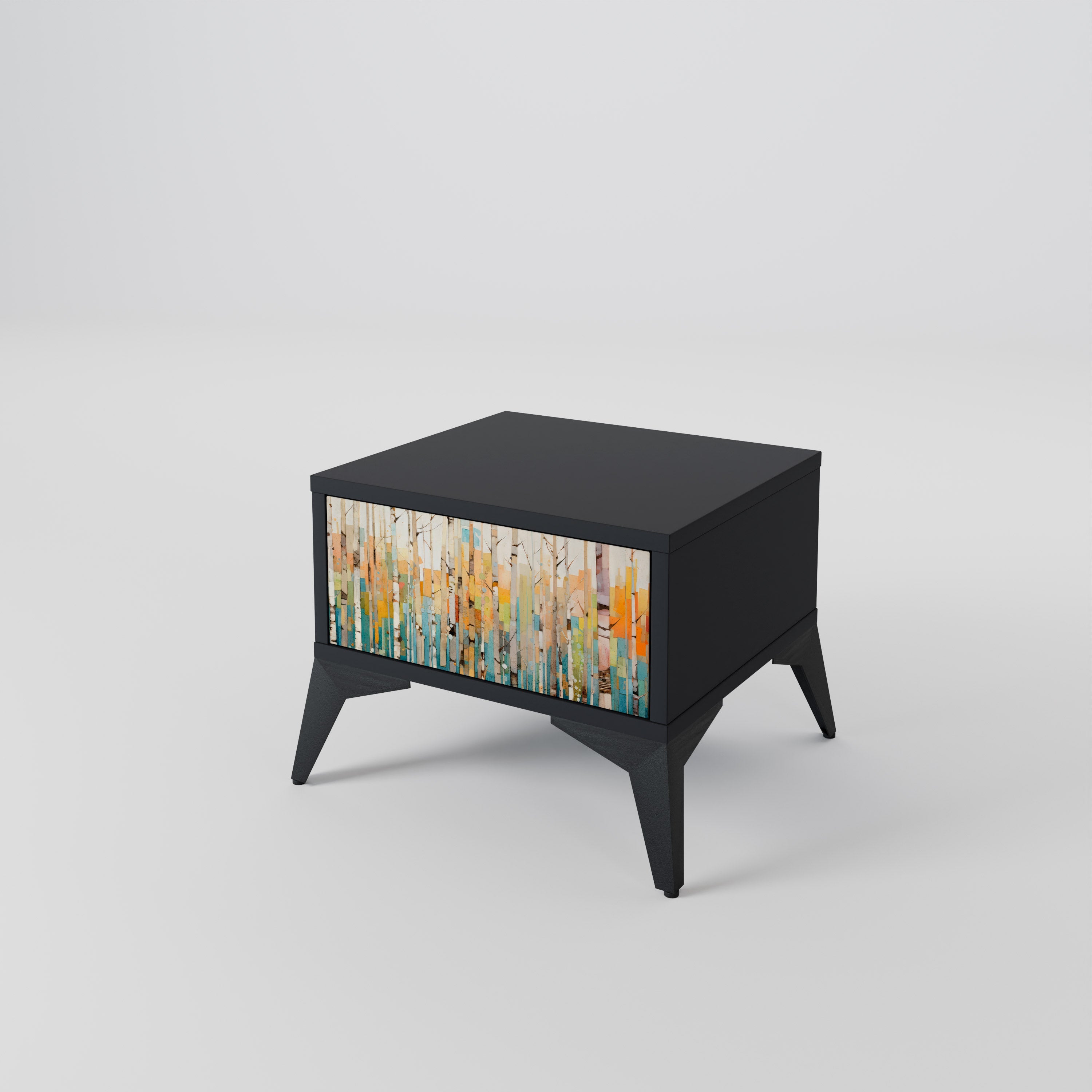 BIRCH KALEIDOSCOPE Nightstand in Black Finish