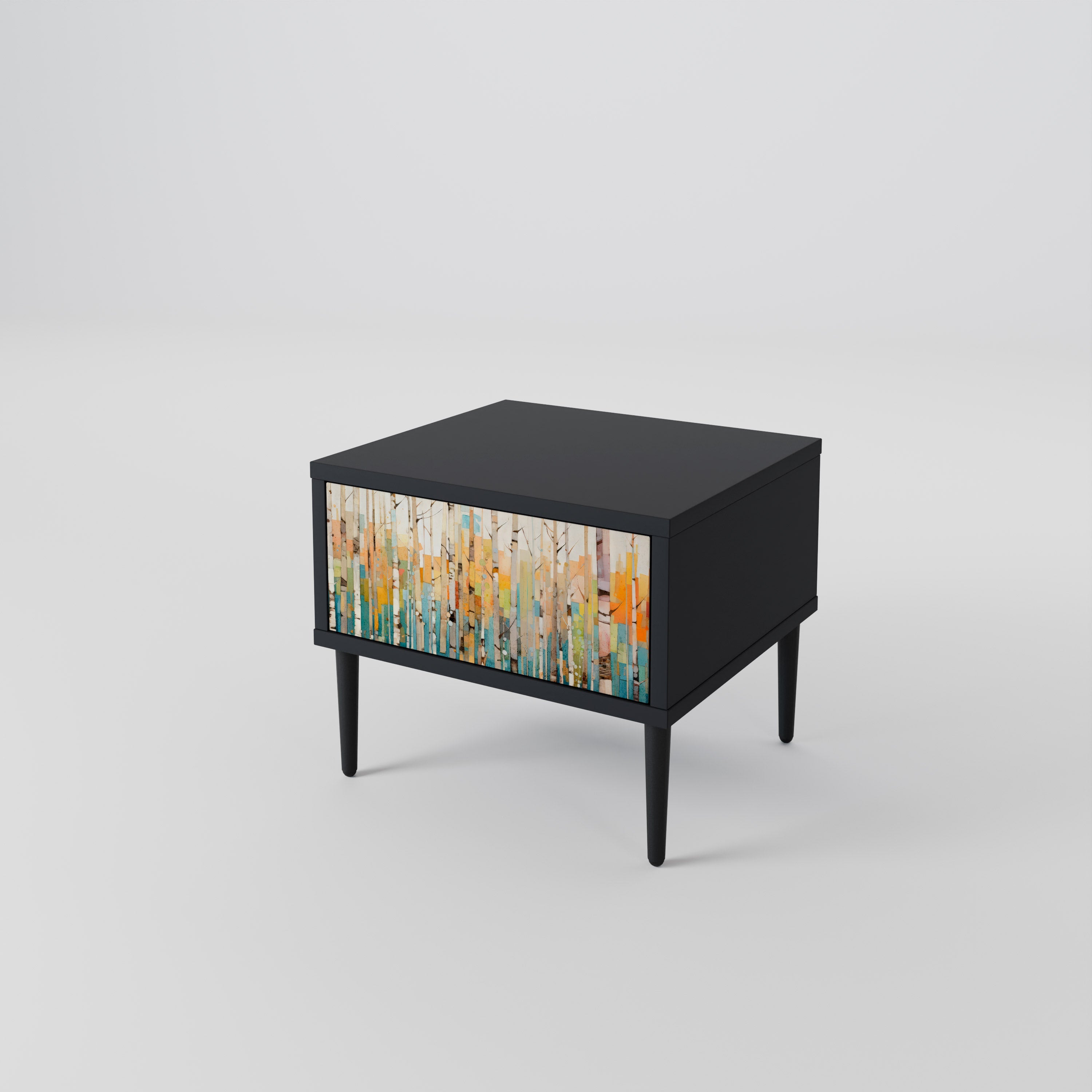 BIRCH KALEIDOSCOPE Nightstand in Black Finish