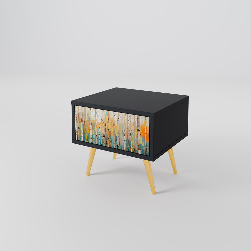 BIRCH KALEIDOSCOPE Nightstand in Black Finish
