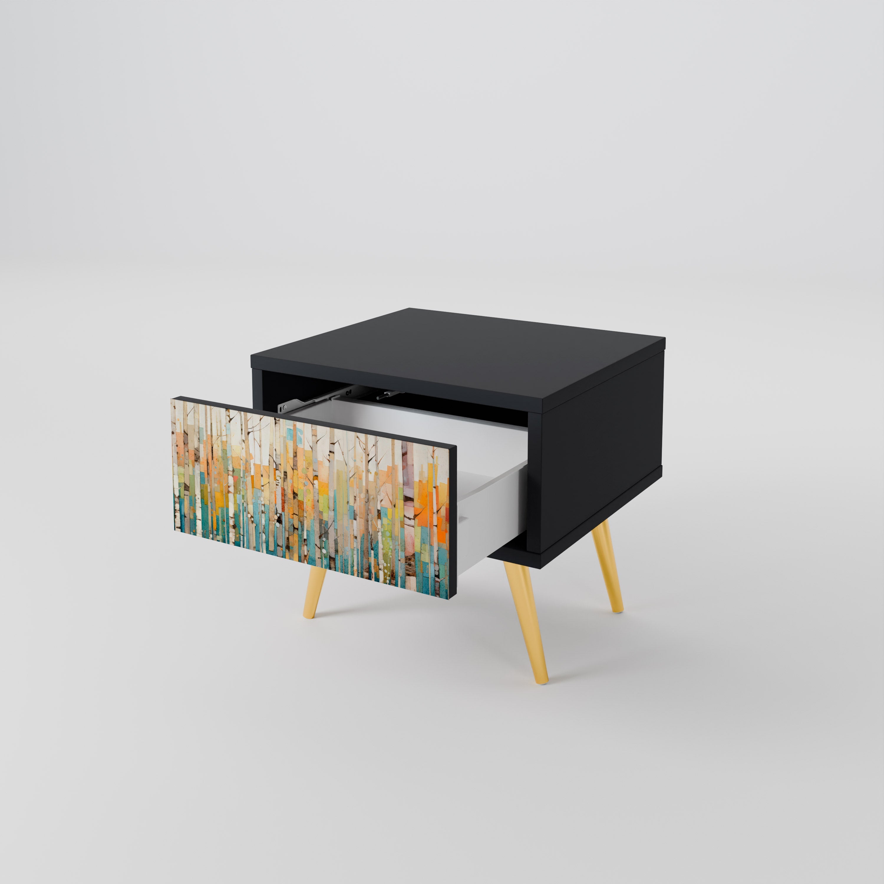 BIRCH KALEIDOSCOPE Nightstand in Black Finish