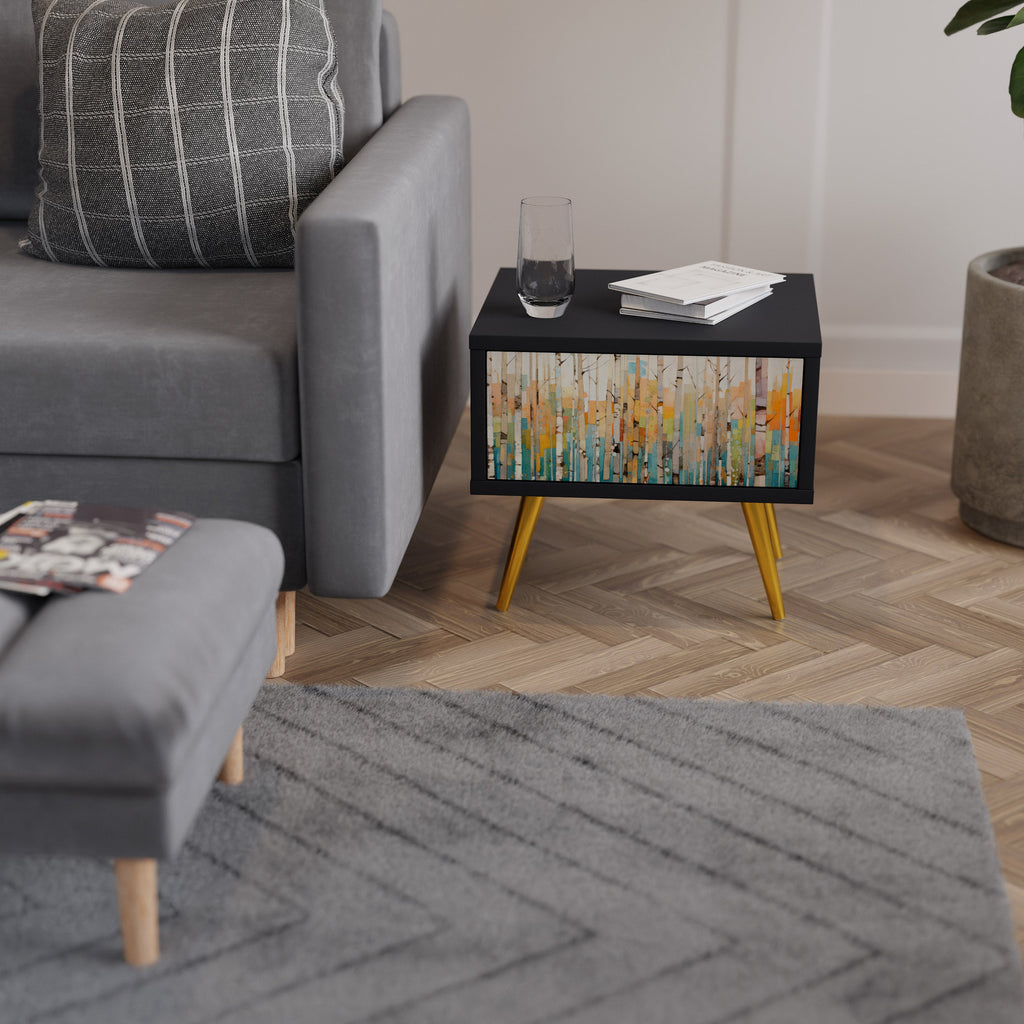 BIRCH KALEIDOSCOPE Nightstand in Black Finish