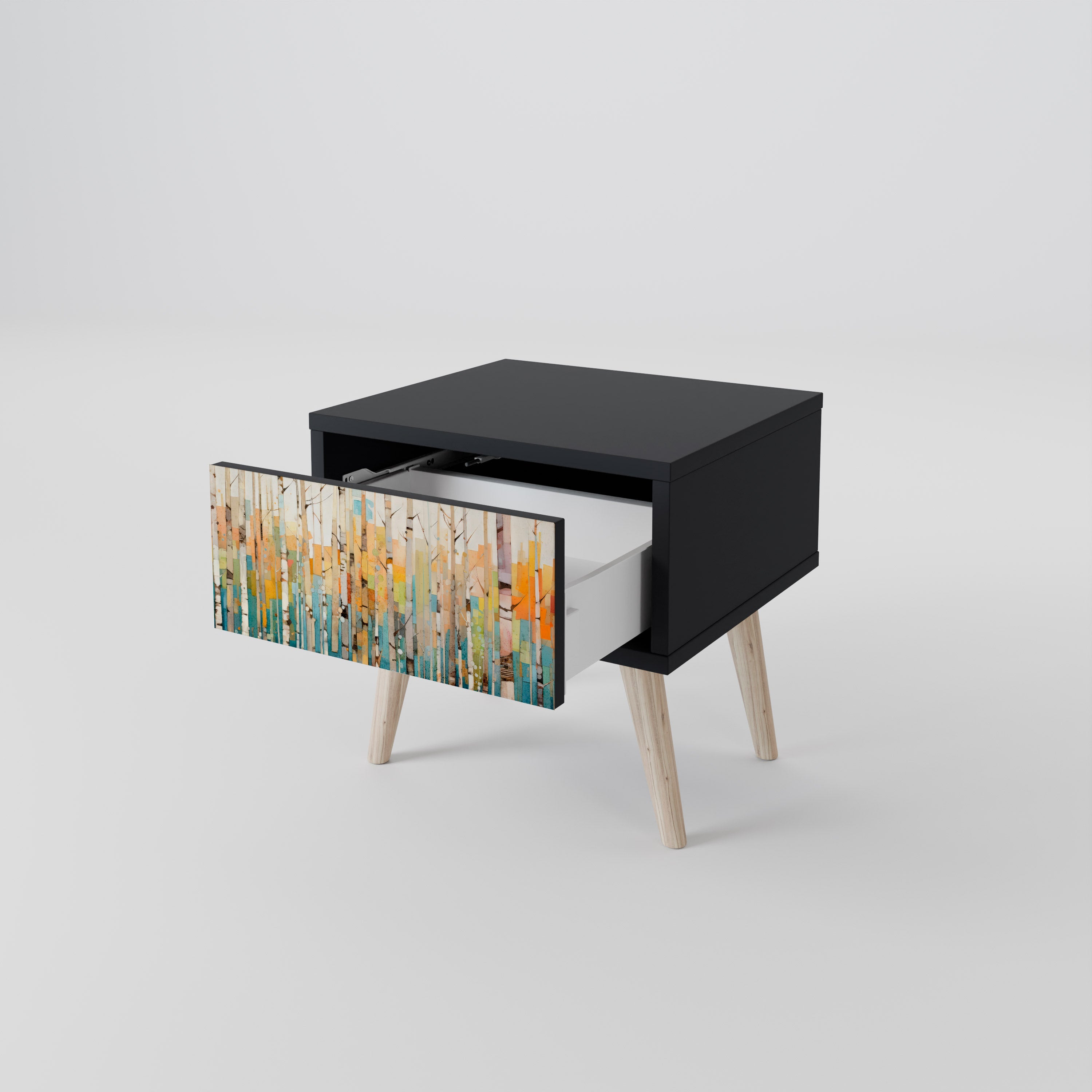 BIRCH KALEIDOSCOPE Nightstand in Black Finish
