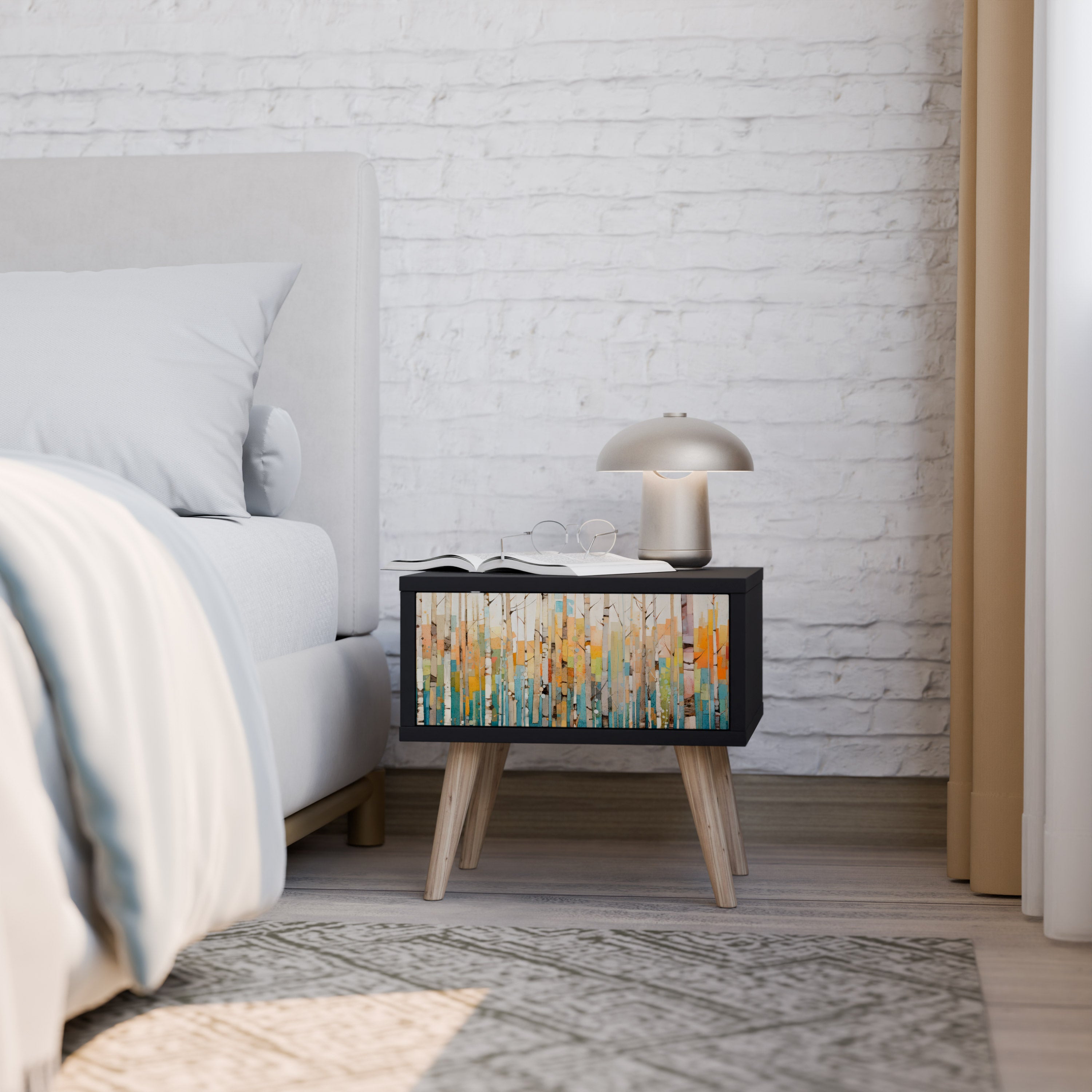 BIRCH KALEIDOSCOPE Nightstand in Black Finish