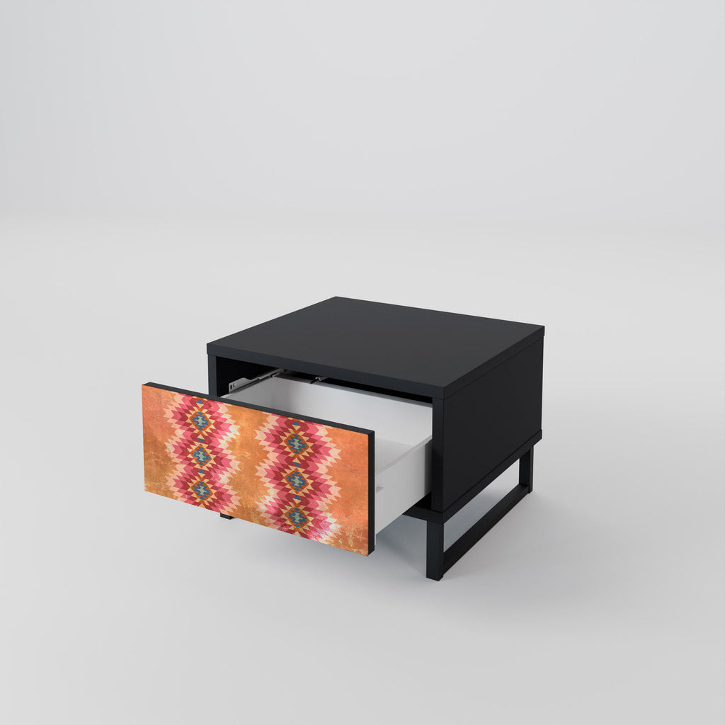 INDIAN FOLK Mesa de Cabeceira em Acabamento Preto