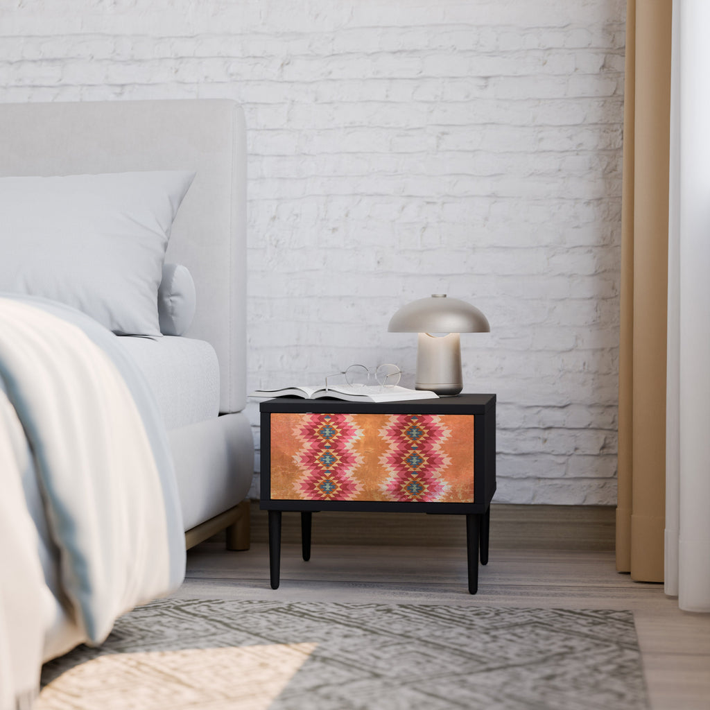 INDIAN FOLK Mesa de Cabeceira em Acabamento Preto