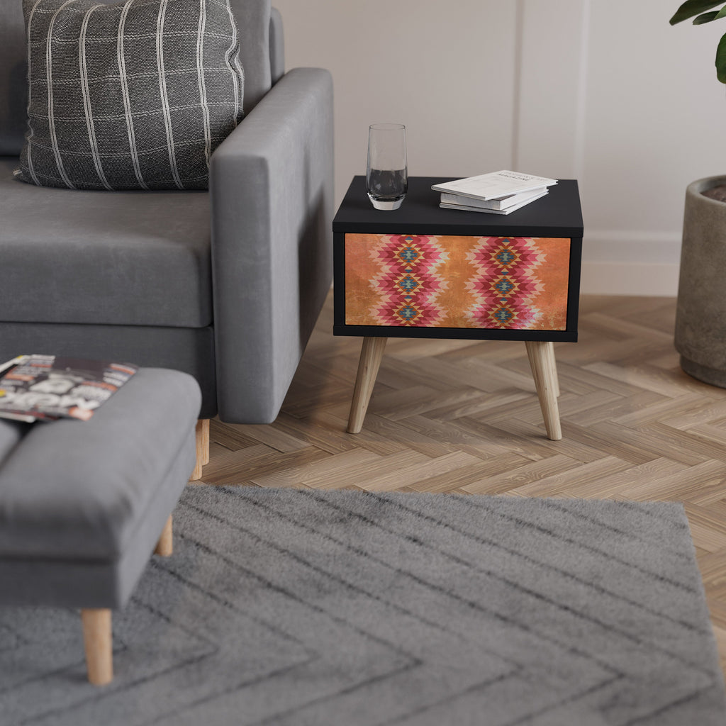 INDIAN FOLK Mesa de Cabeceira em Acabamento Preto