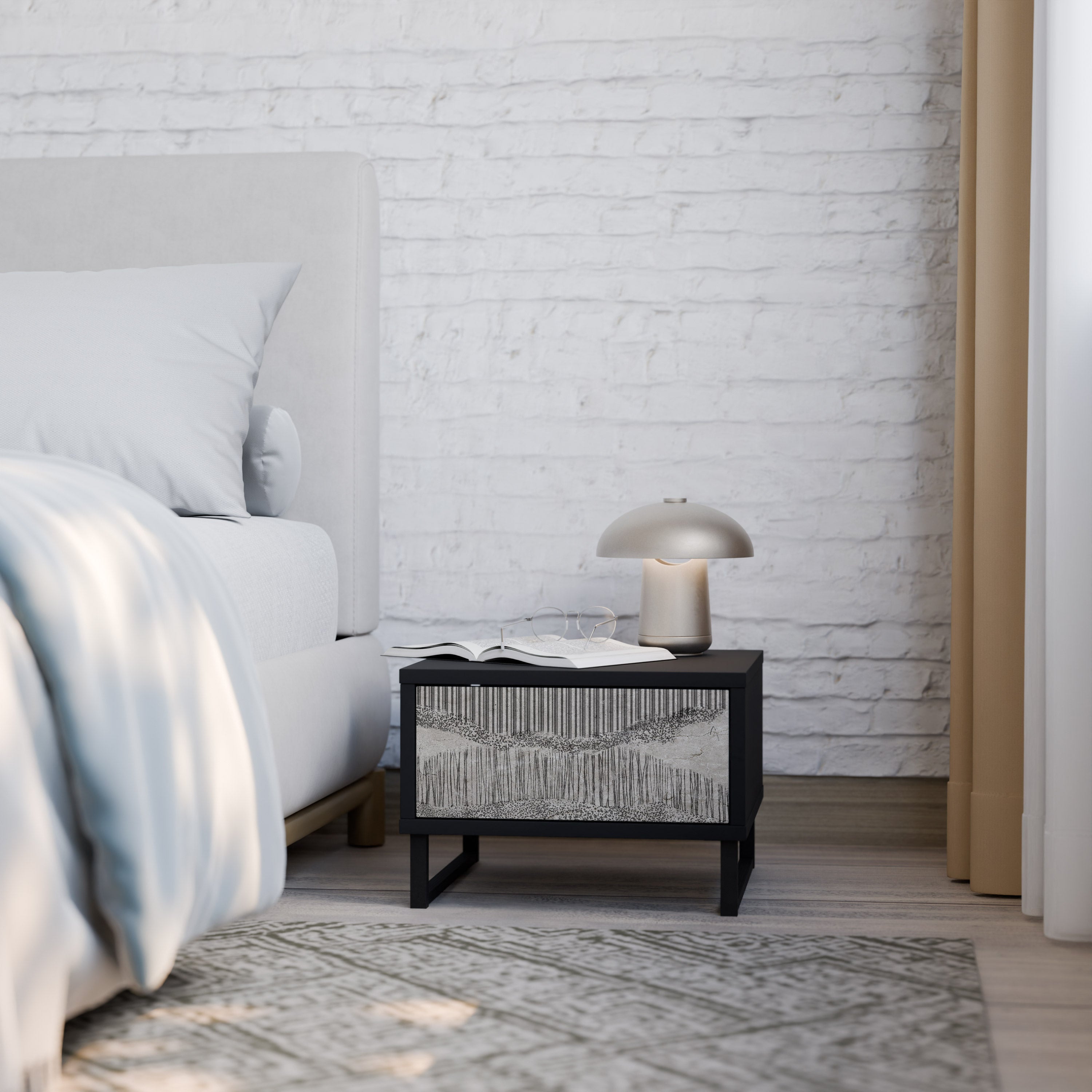 GRAIN LINES Mesa de Cabeceira em Acabamento Preto