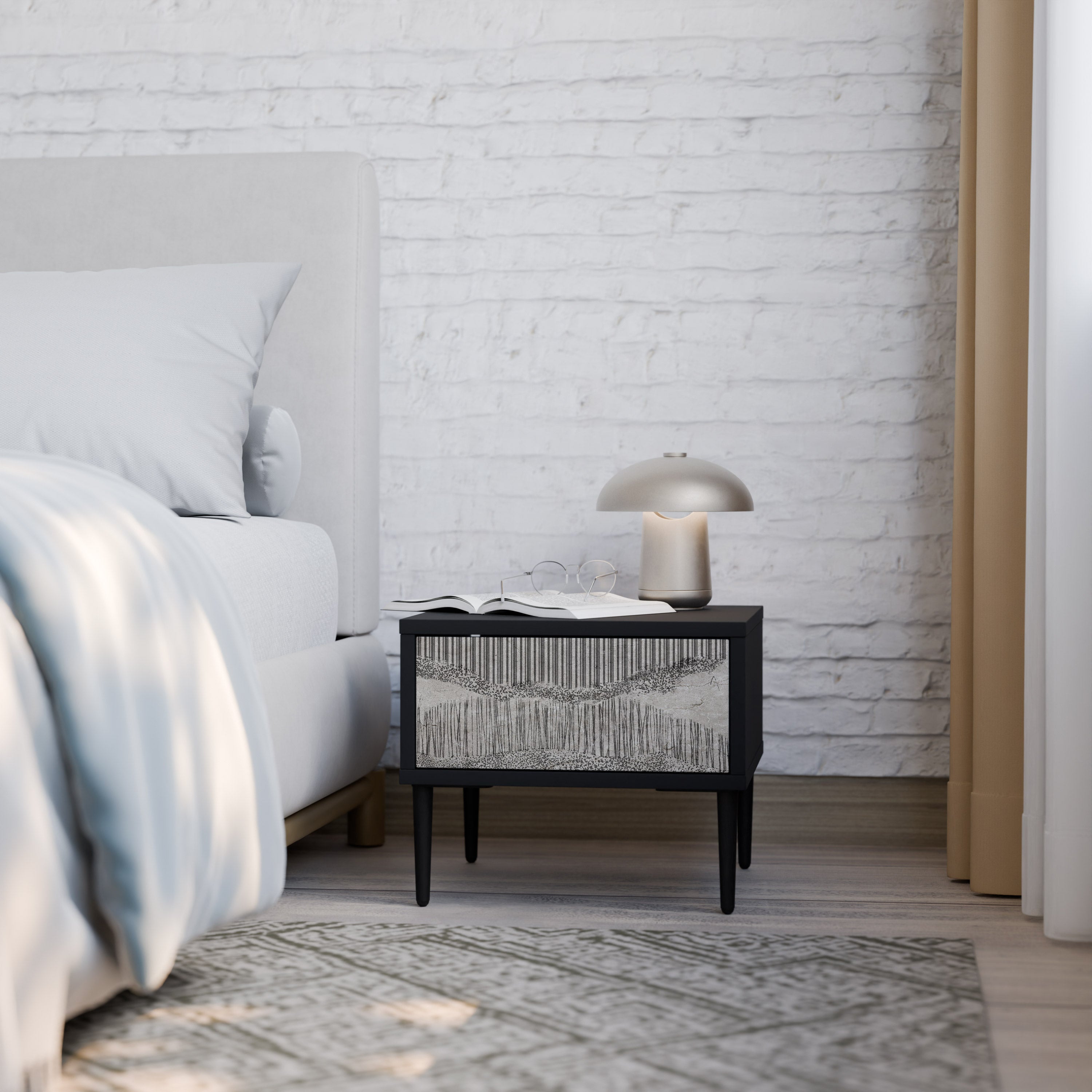 GRAIN LINES Mesa de Cabeceira em Acabamento Preto