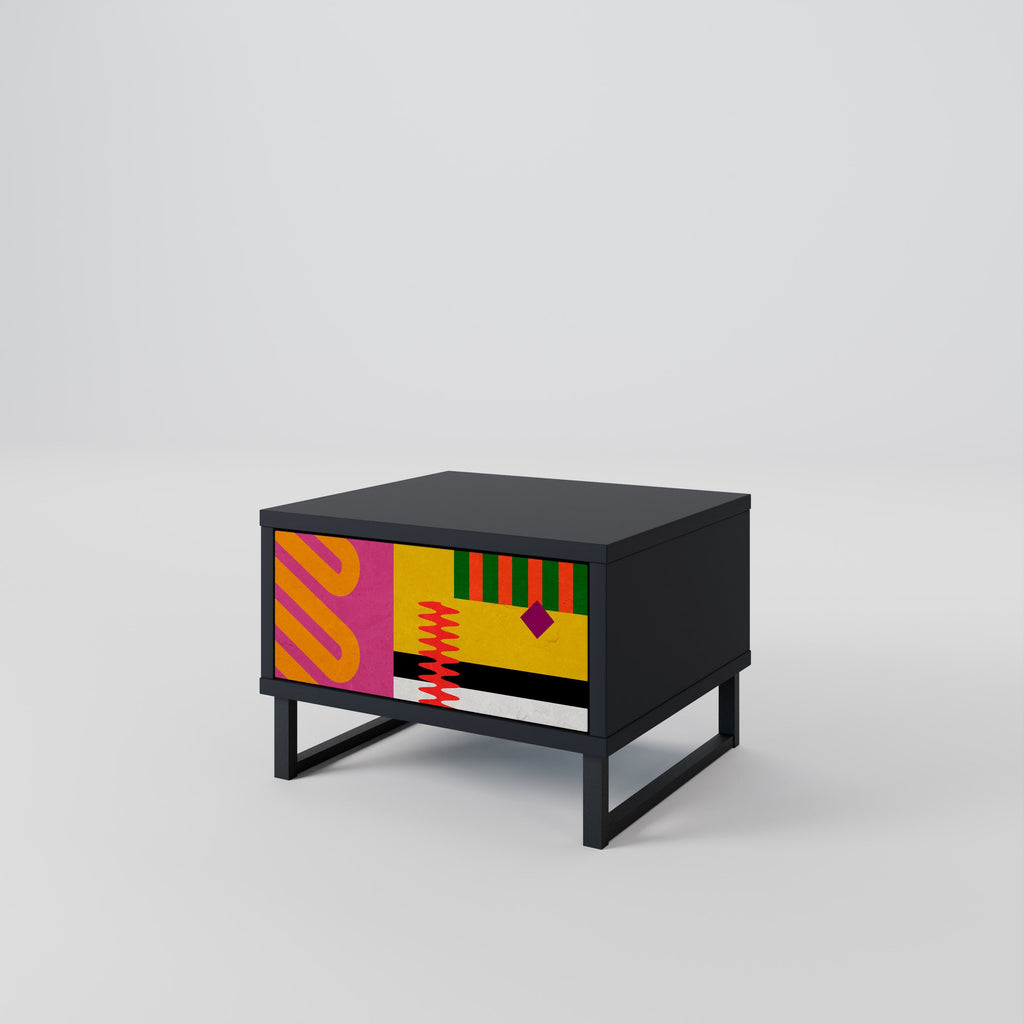VIVID ART Nightstand in Black Finish
