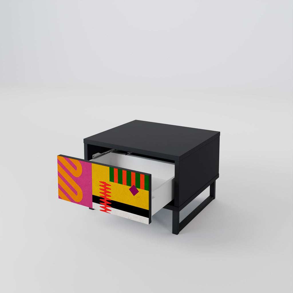 VIVID ART Nightstand in Black Finish