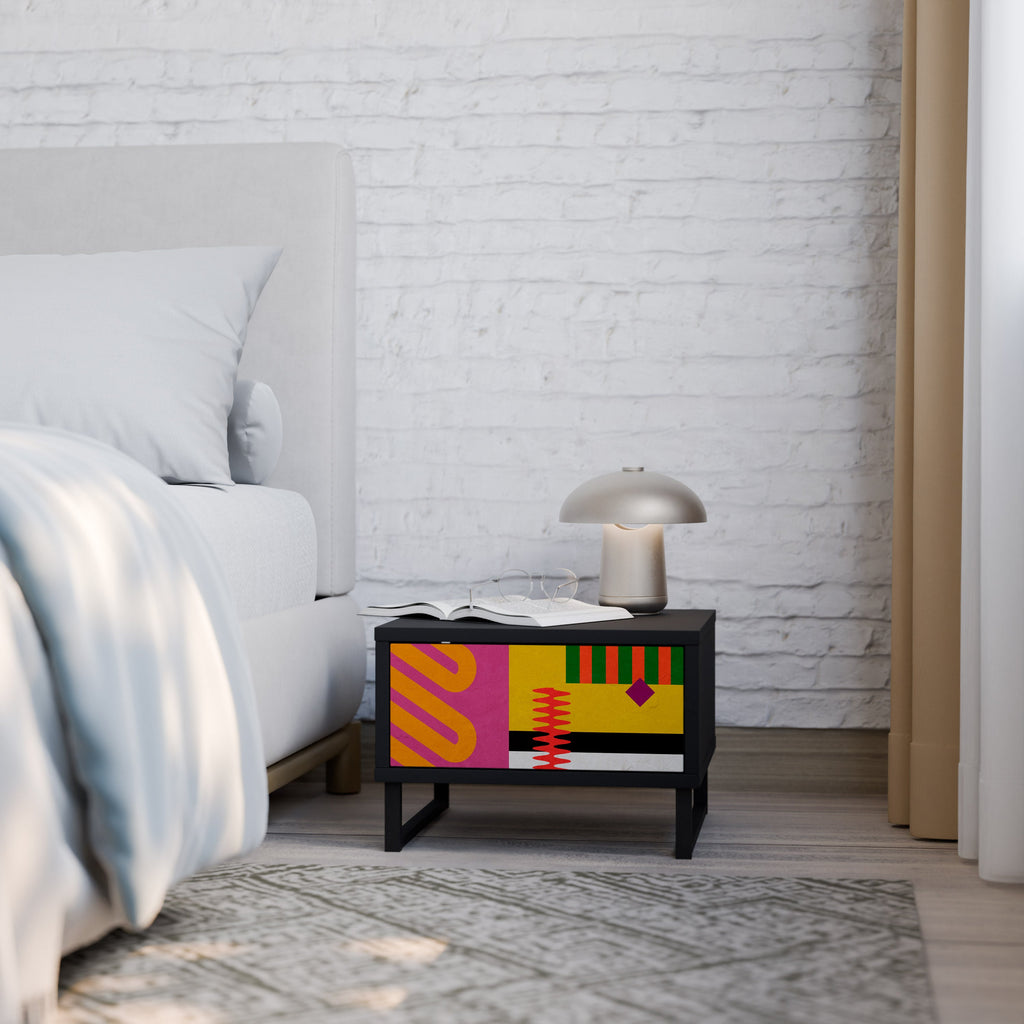 VIVID ART Nightstand in Black Finish