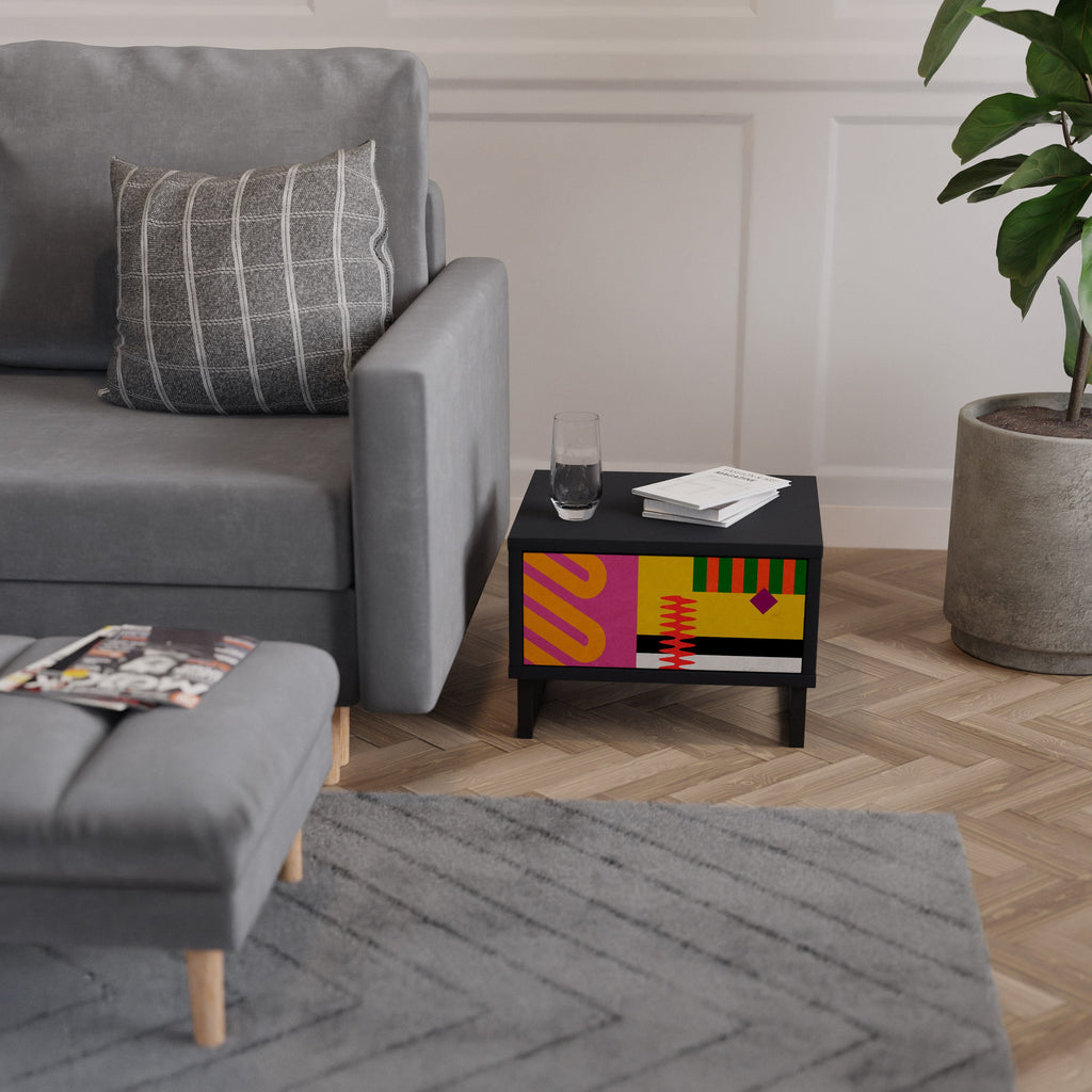 VIVID ART Nightstand in Black Finish