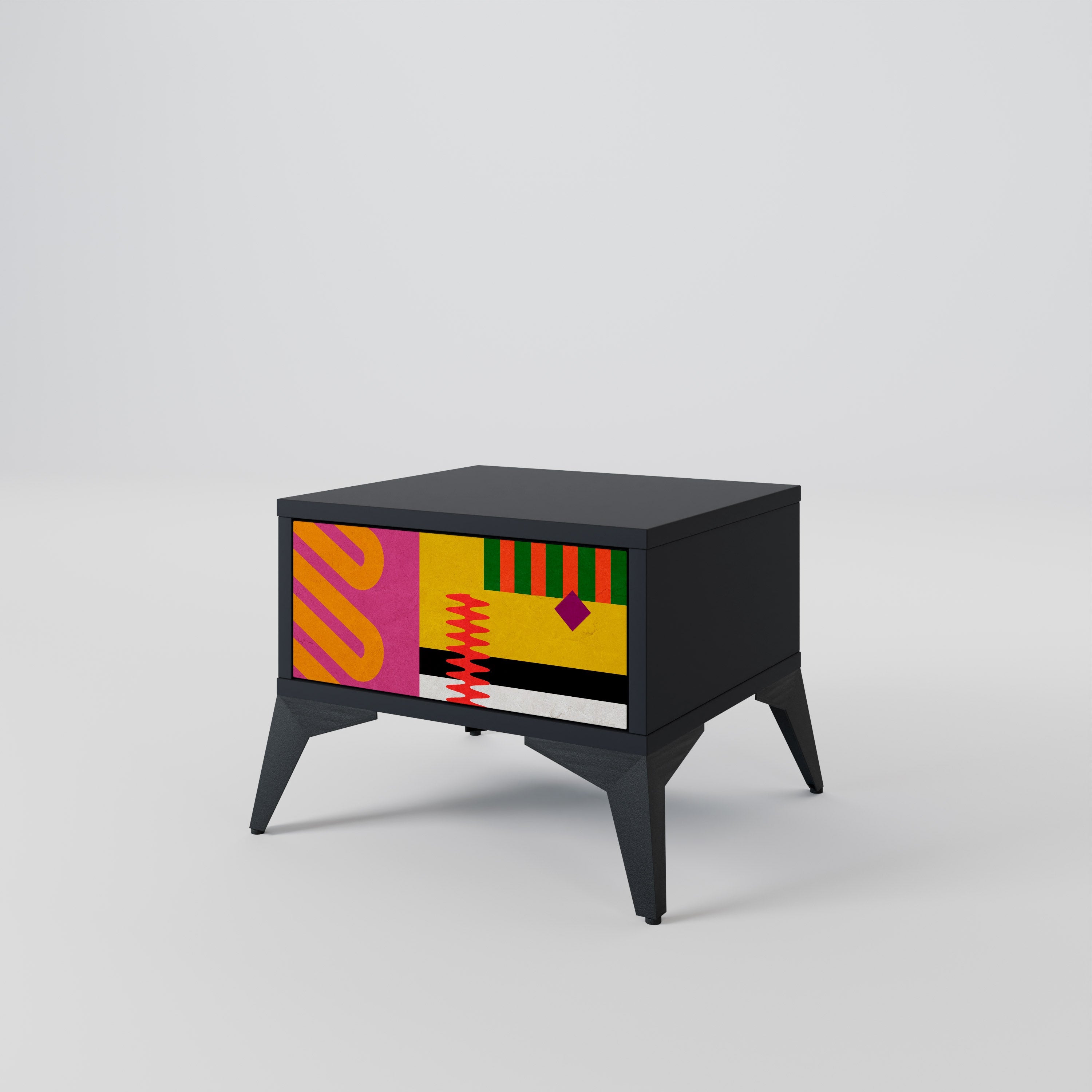 VIVID ART Nightstand in Black Finish