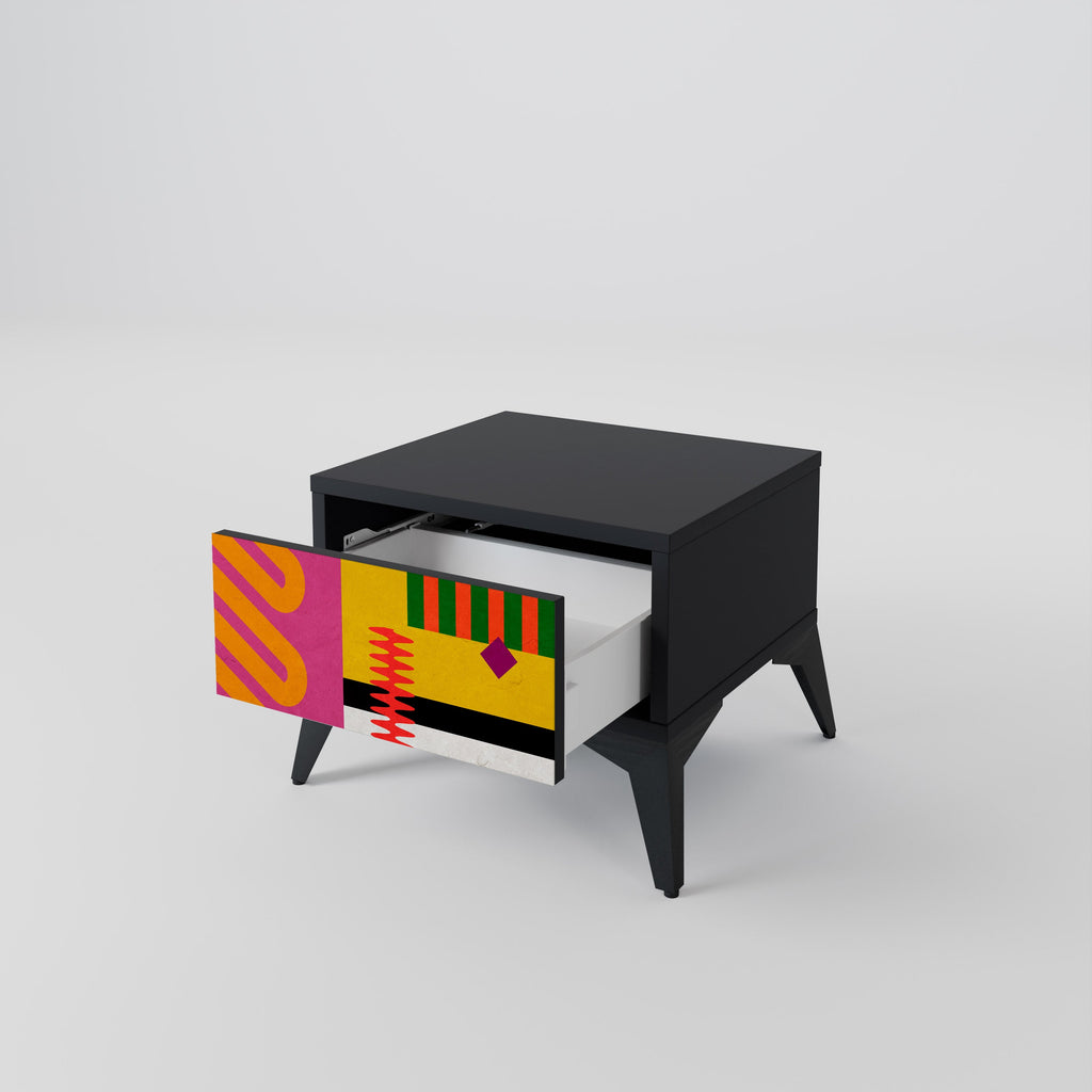 VIVID ART Nightstand in Black Finish