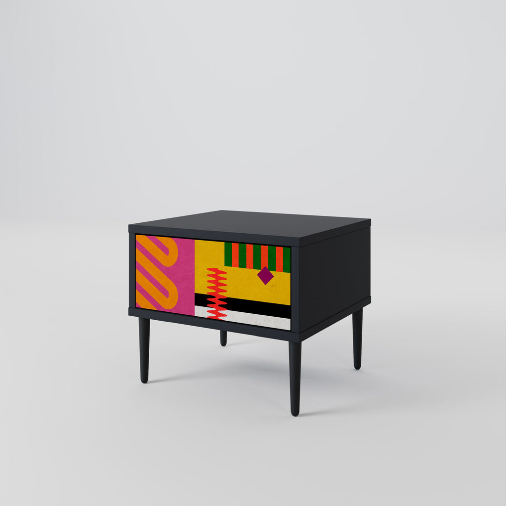 VIVID ART Nightstand in Black Finish