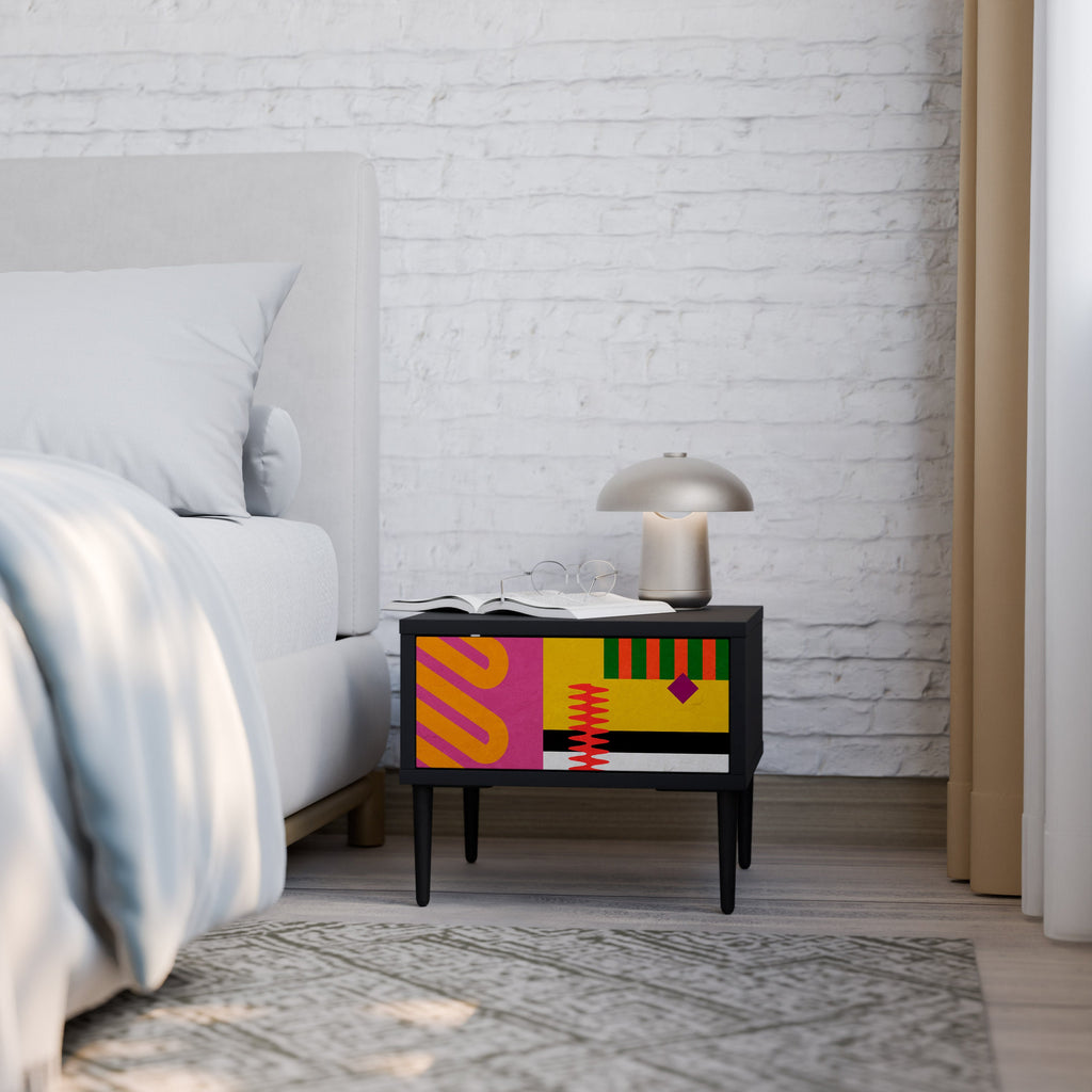 VIVID ART Nightstand in Black Finish
