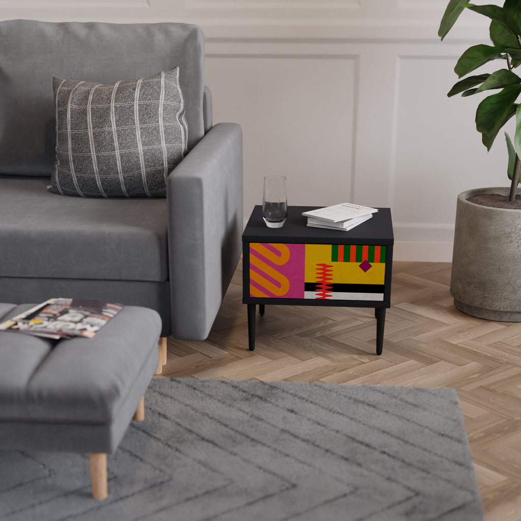 VIVID ART Nightstand in Black Finish