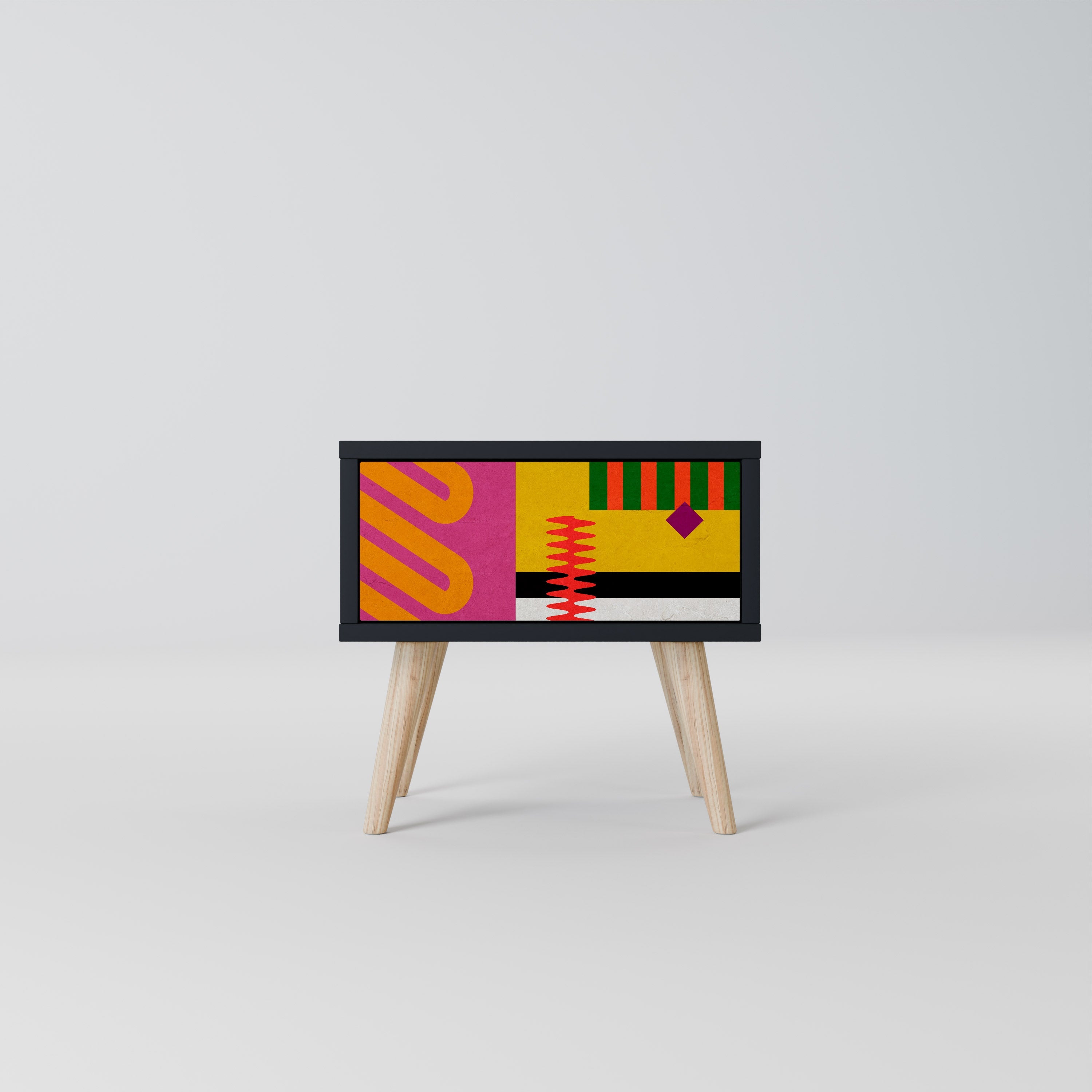 VIVID ART Mesa de Cabeceira em Acabamento Preto