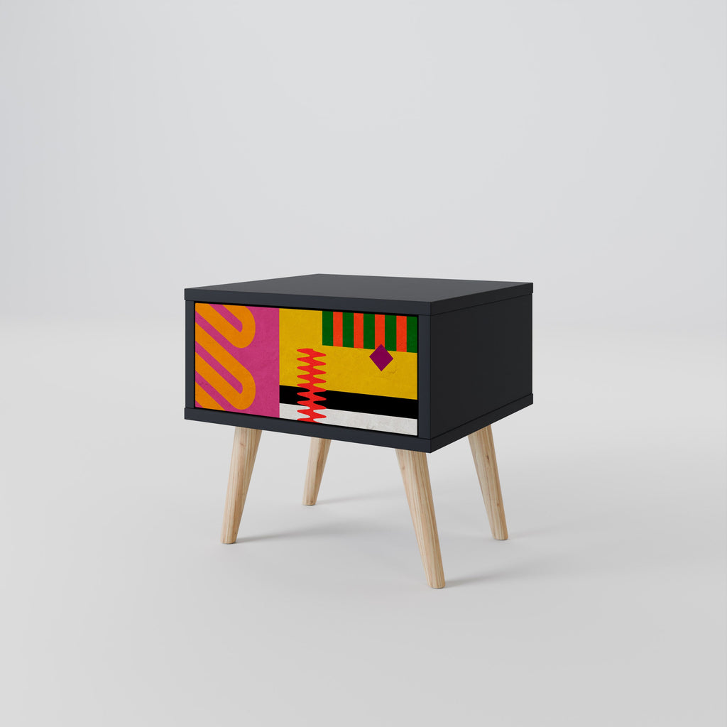 VIVID ART Nightstand in Black Finish
