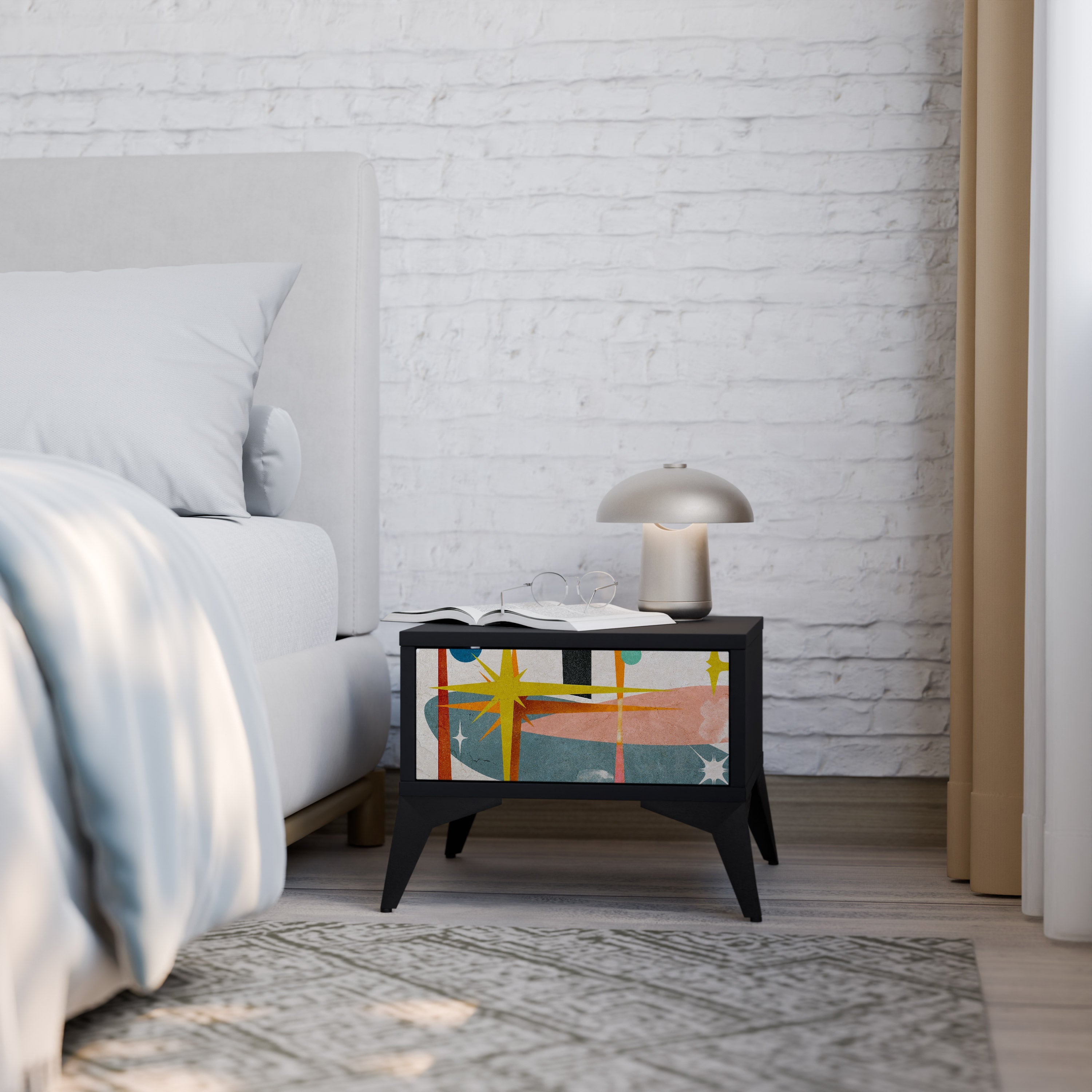 INTERSTELLAR VIBES Nightstand in Black Finish