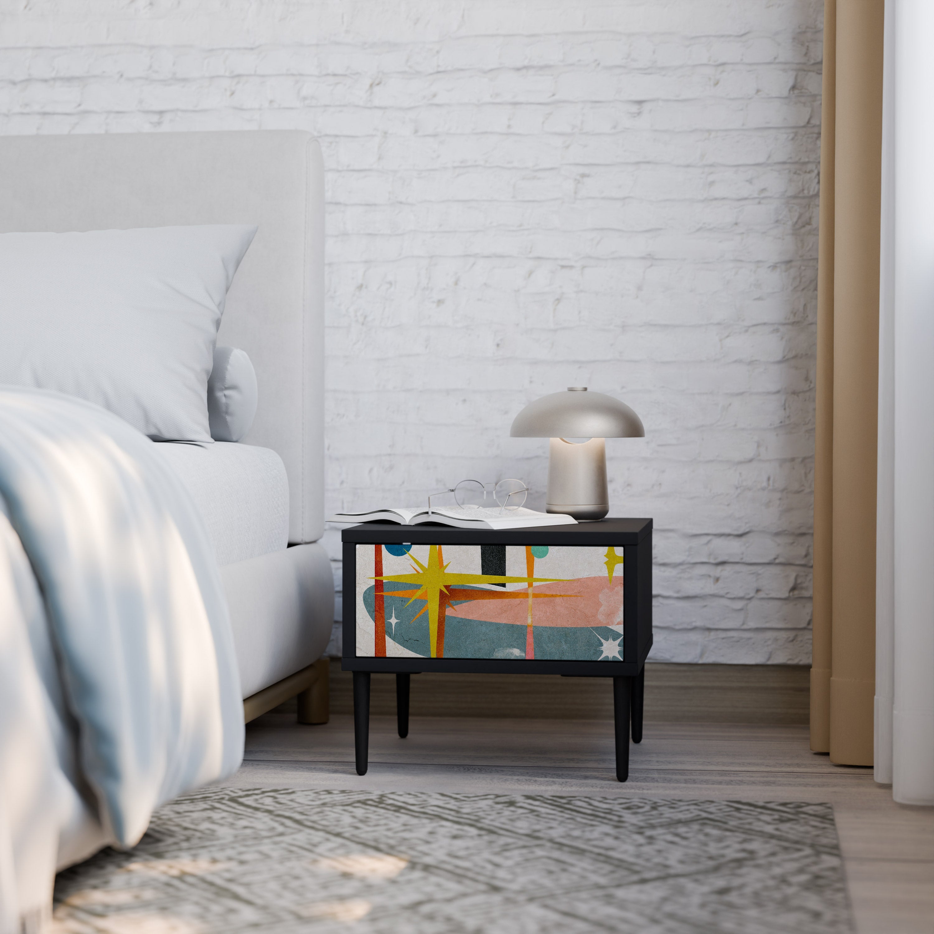 INTERSTELLAR VIBES Nightstand in Black Finish