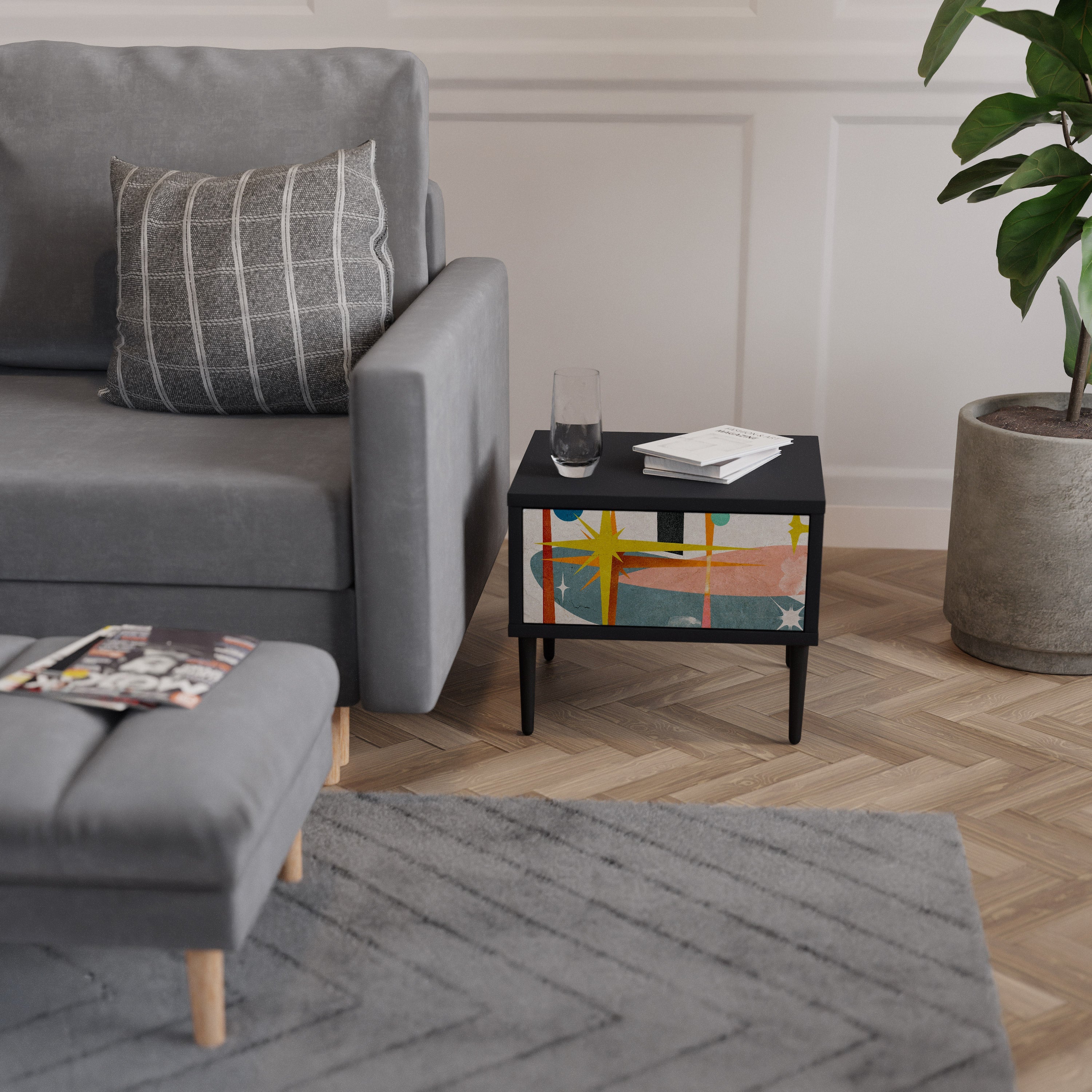 INTERSTELLAR VIBES Nightstand in Black Finish