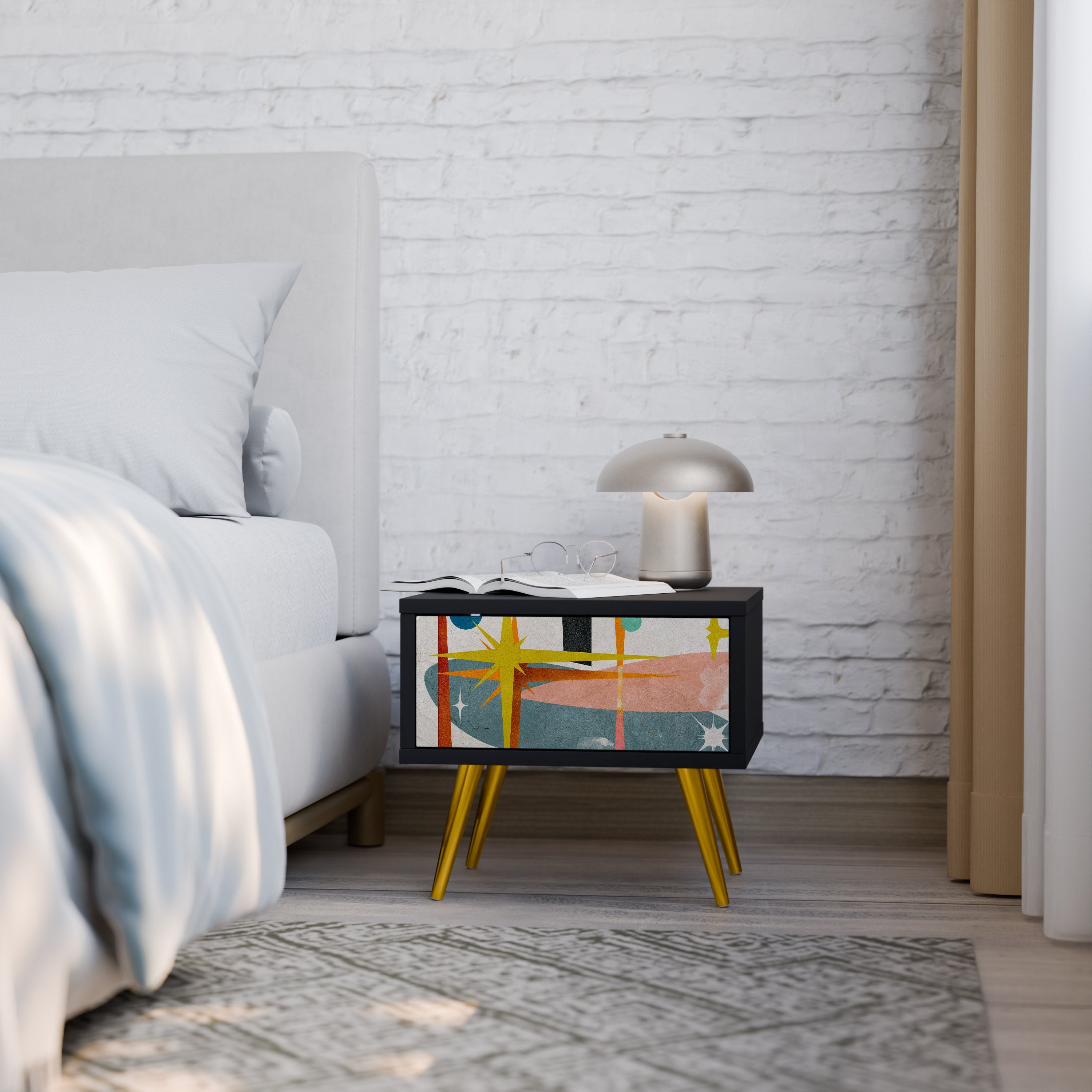 INTERSTELLAR VIBES Nightstand in Black Finish