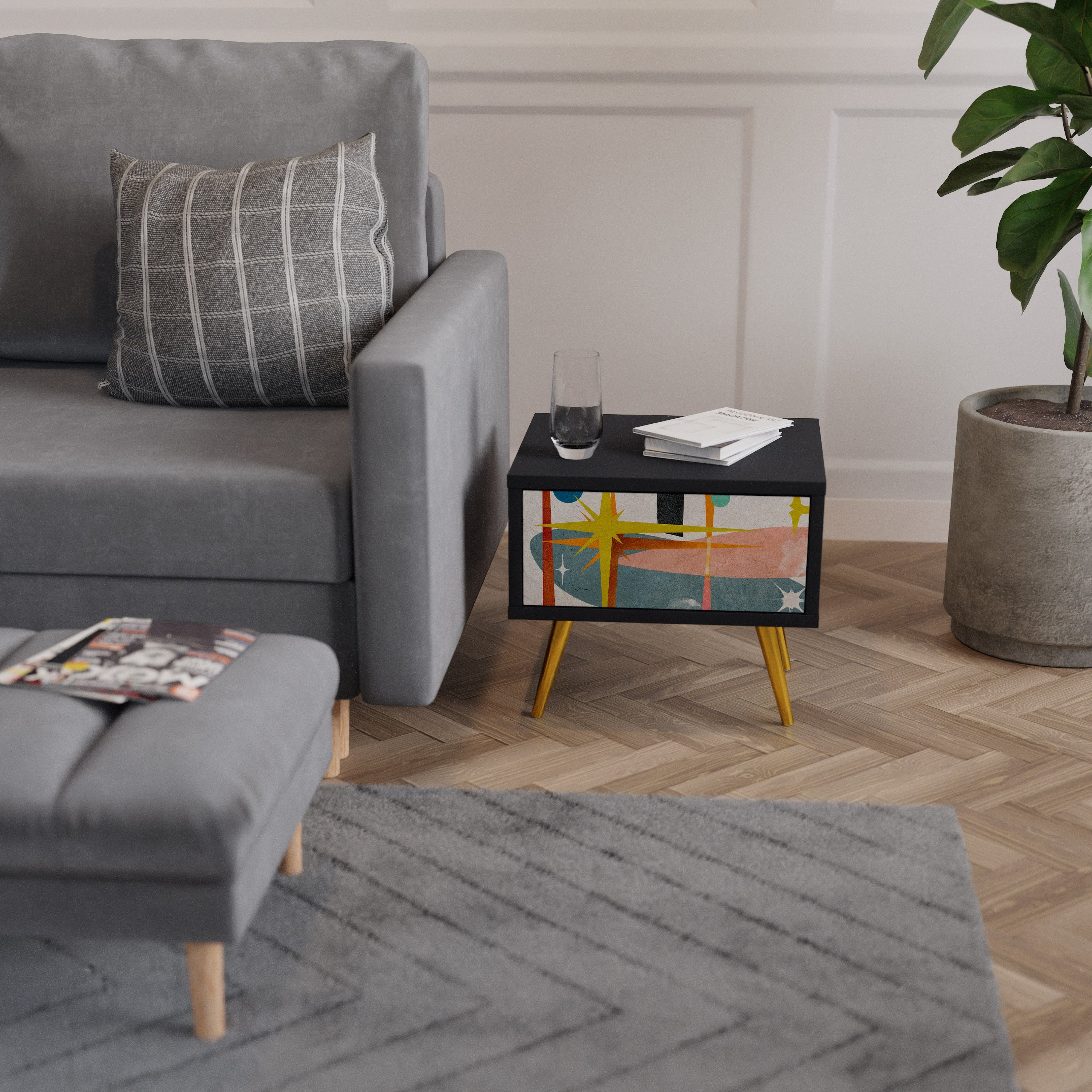 INTERSTELLAR VIBES Nightstand in Black Finish