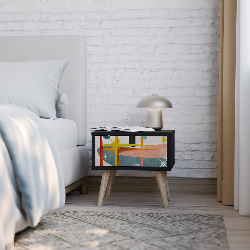 INTERSTELLAR VIBES Nightstand in Black Finish