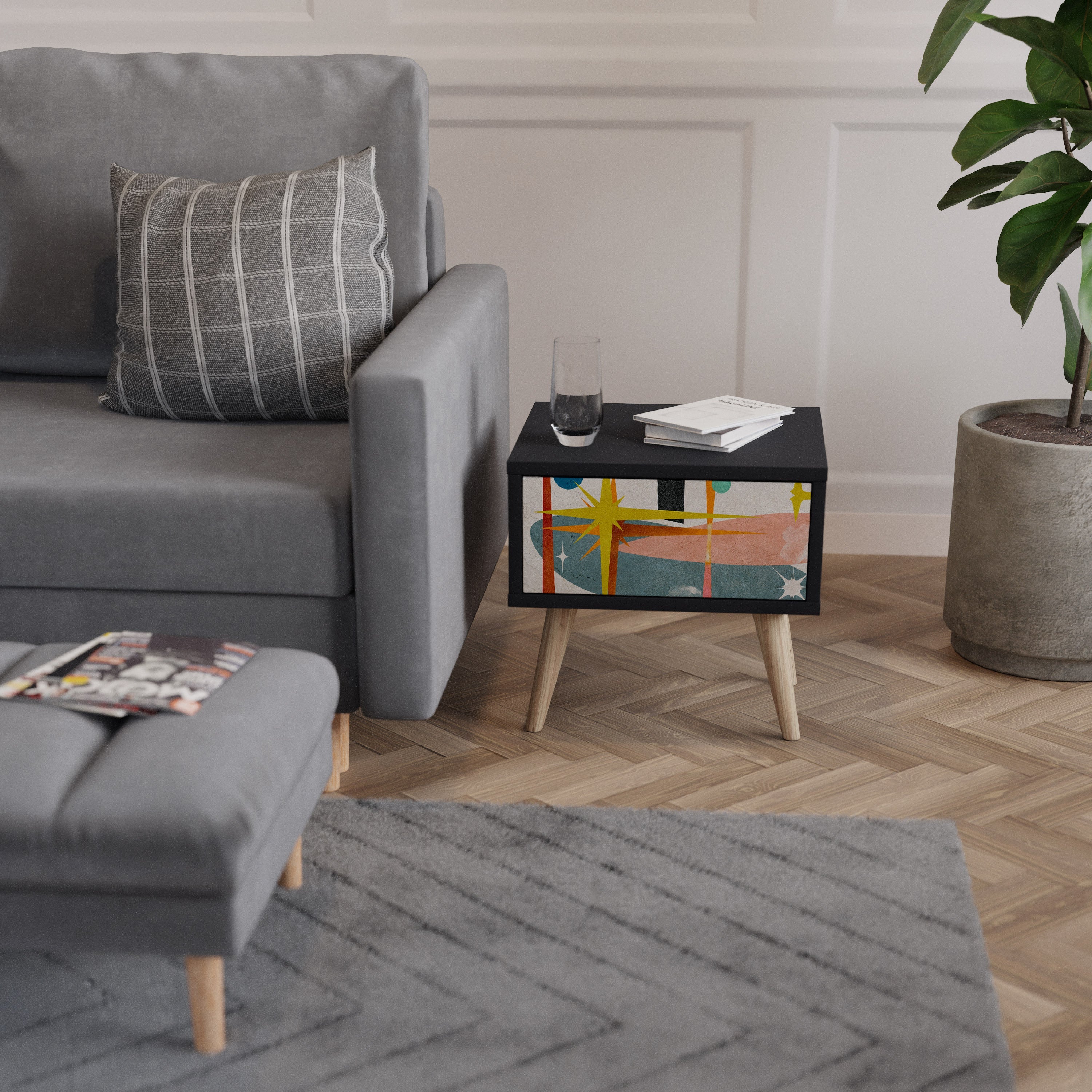 INTERSTELLAR VIBES Nightstand in Black Finish