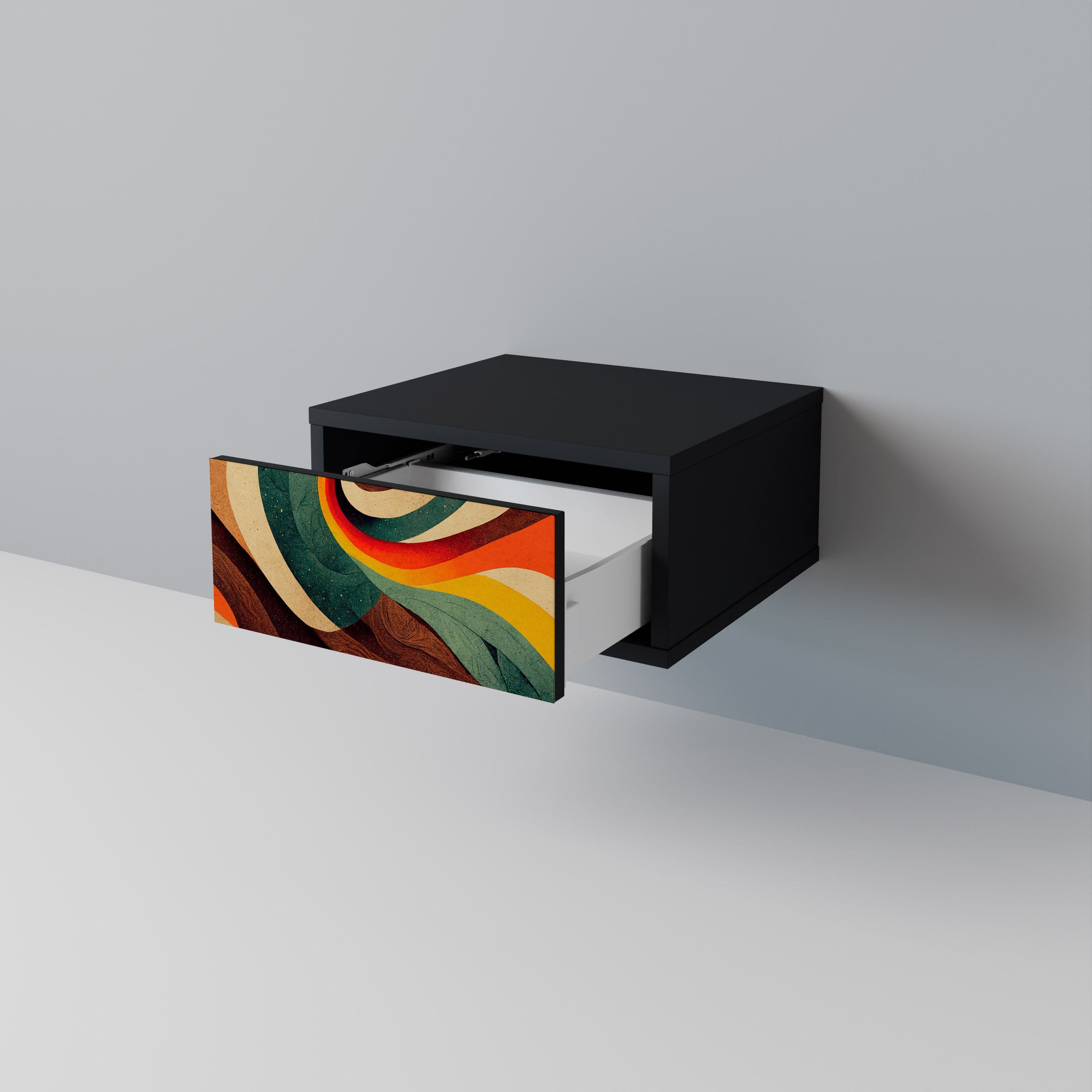 COLORFUL STRANDS Nightstand in Black Finish