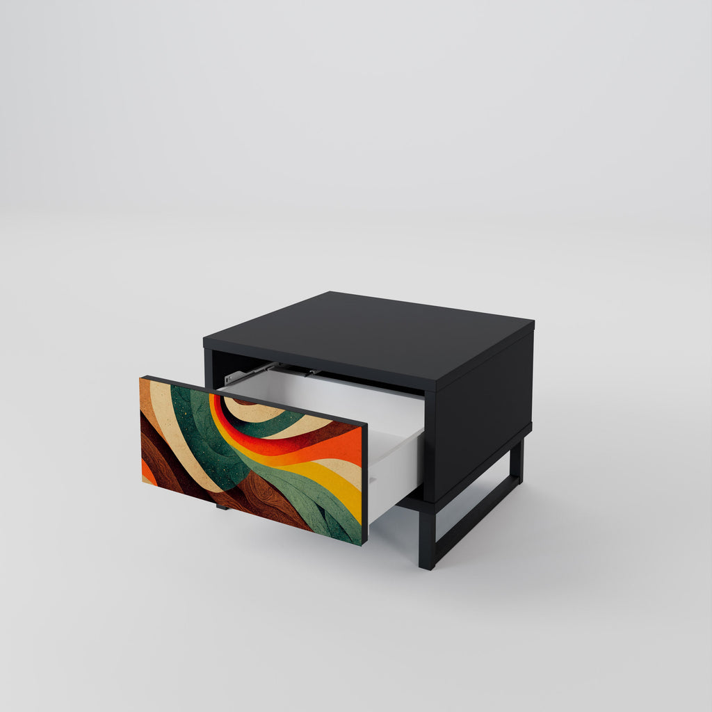 COLORFUL STRANDS Nightstand in Black Finish