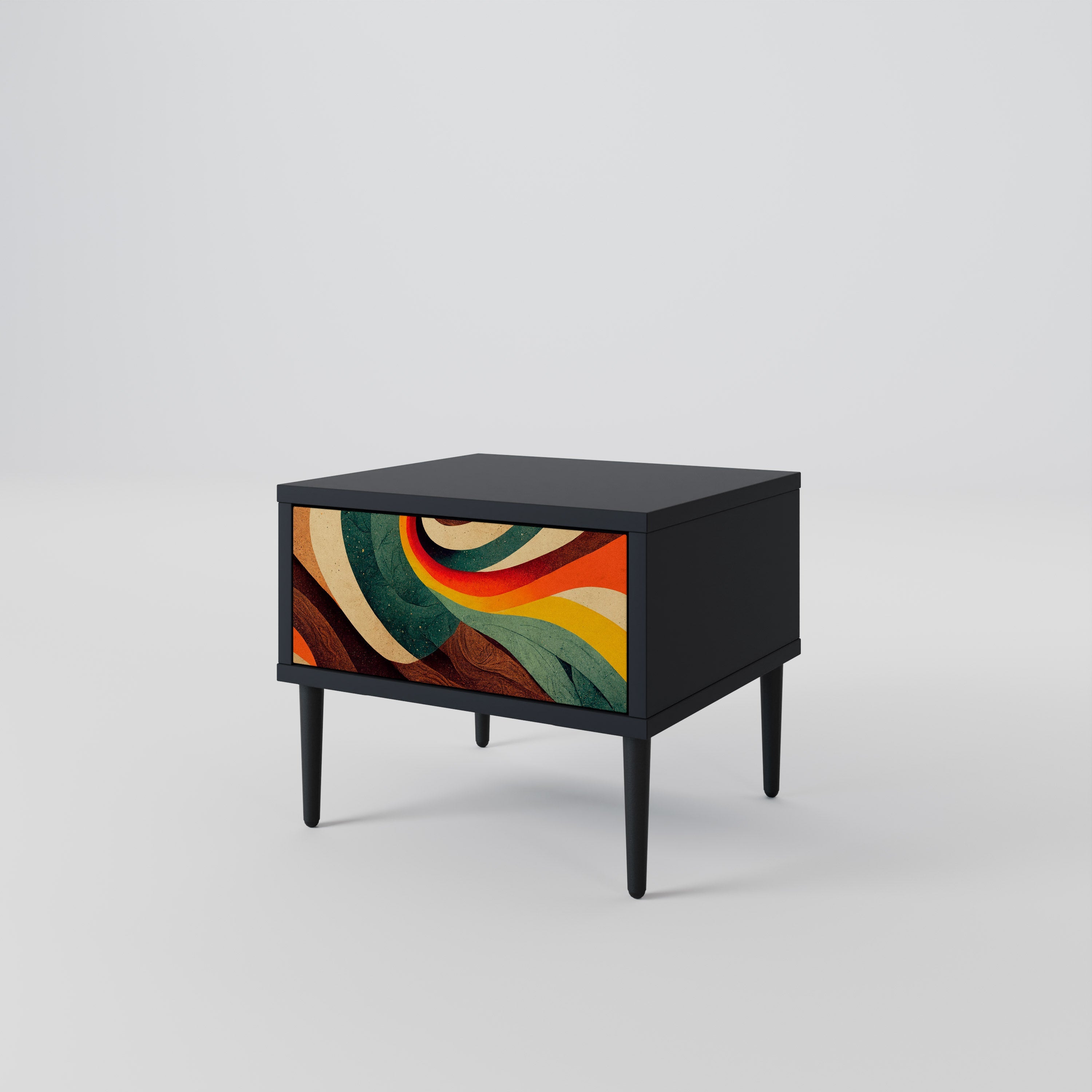 COLORFUL STRANDS Nightstand in Black Finish
