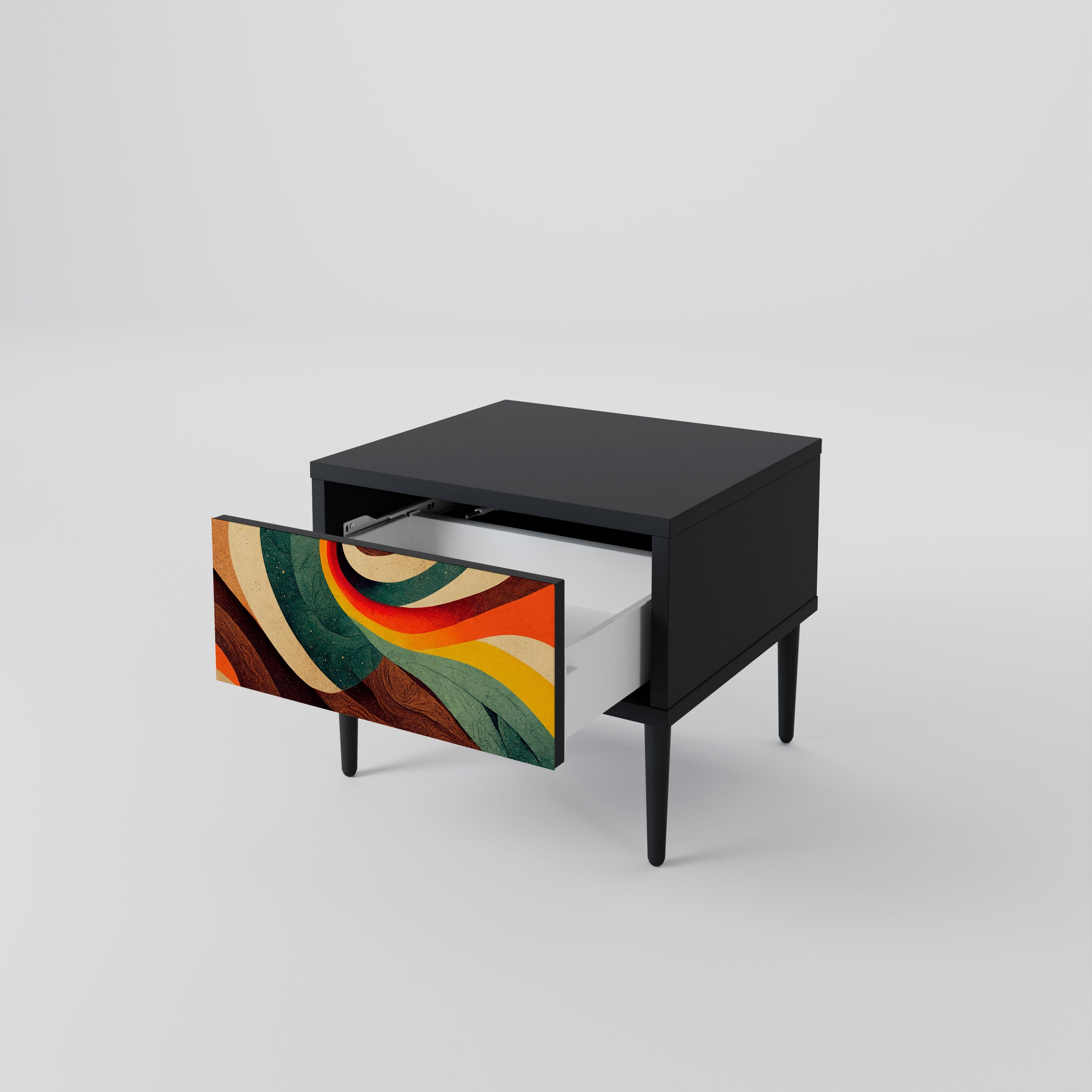 COLORFUL STRANDS Nightstand in Black Finish