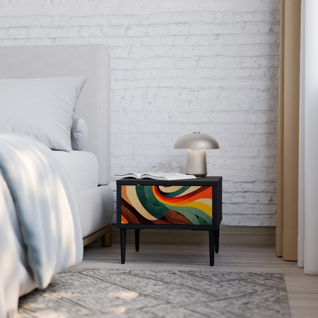 COLORFUL STRANDS Nightstand in Black Finish