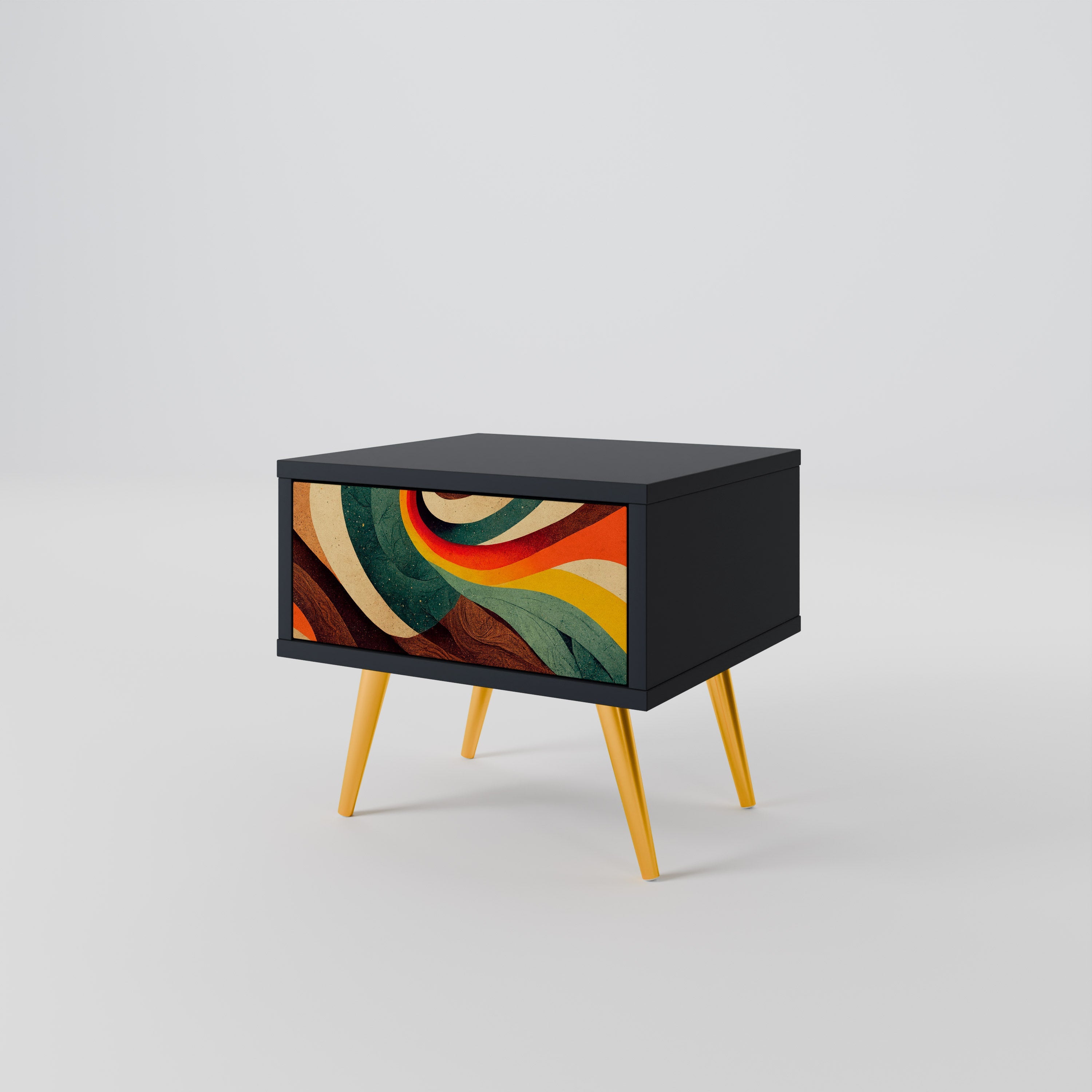COLORFUL STRANDS Nightstand in Black Finish