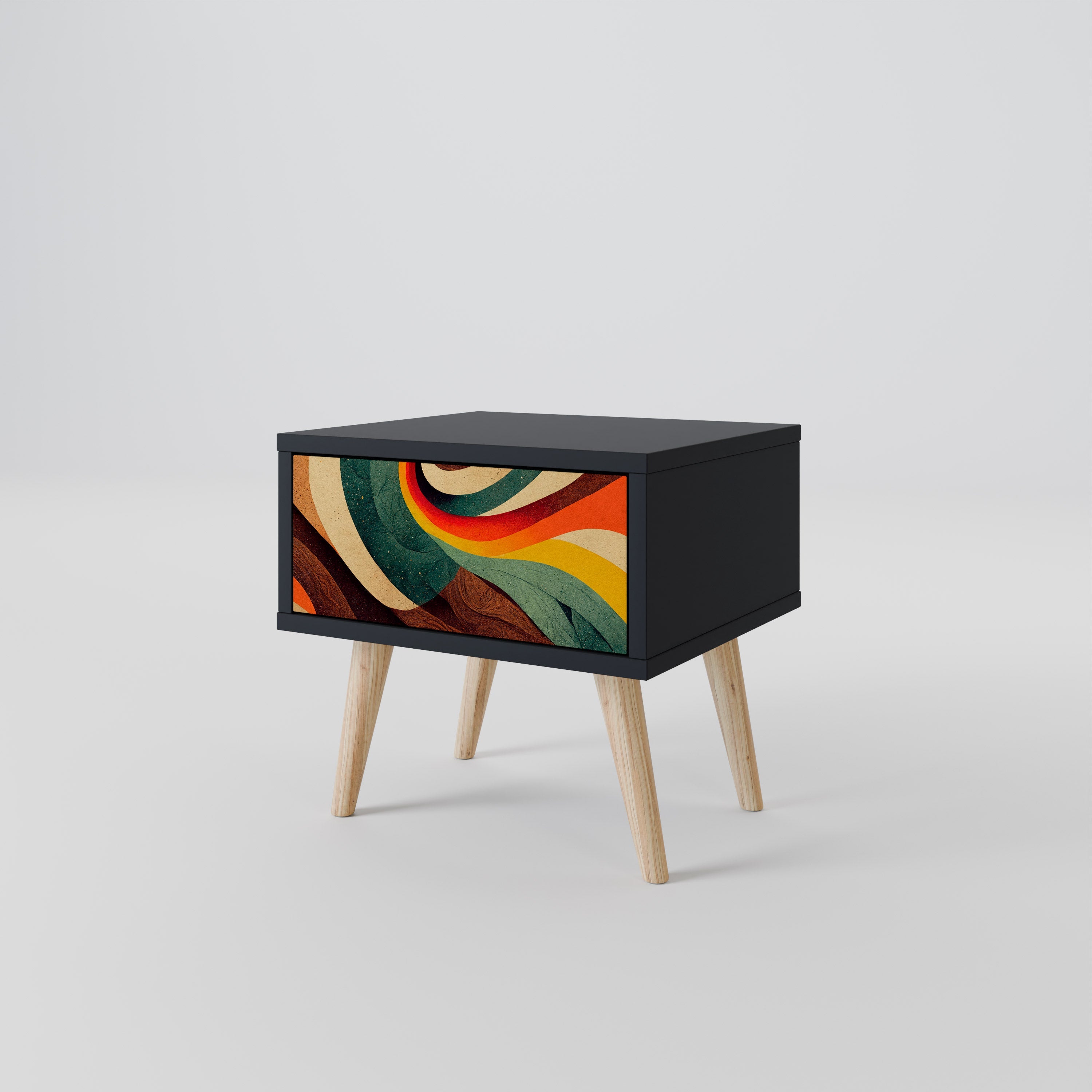 COLORFUL STRANDS Nightstand in Black Finish
