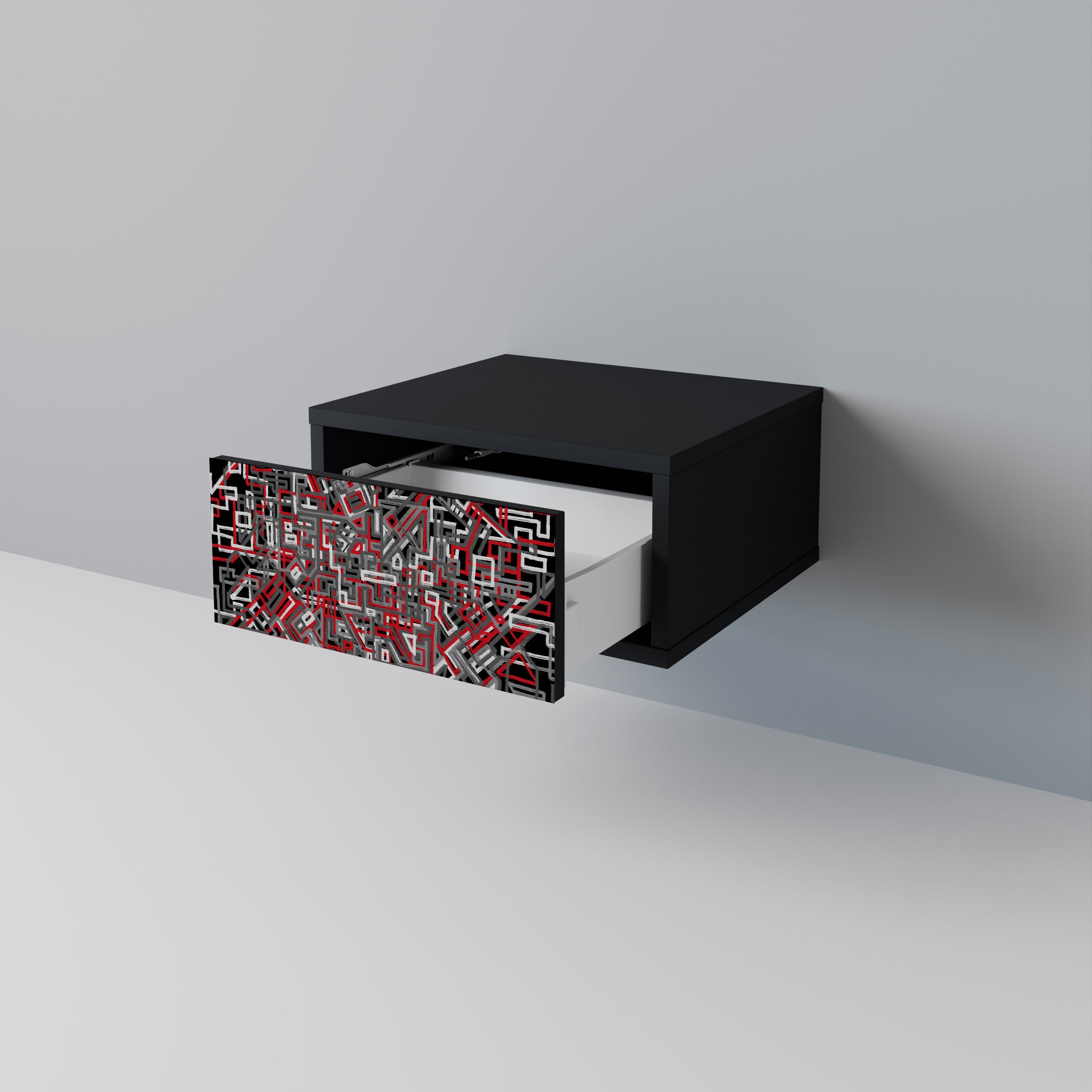 BROKEN LINES Nightstand in Black Finish