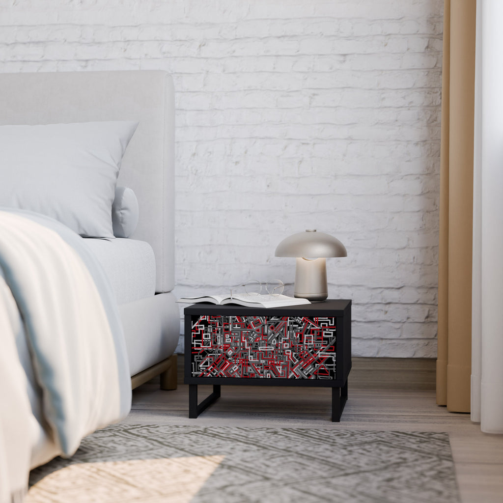 BROKEN LINES Nightstand in Black Finish