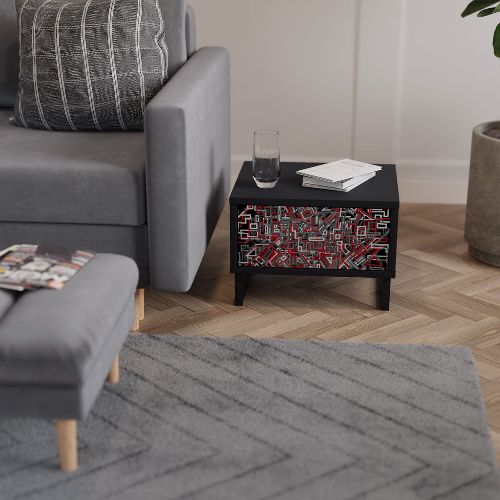 BROKEN LINES Nightstand in Black Finish